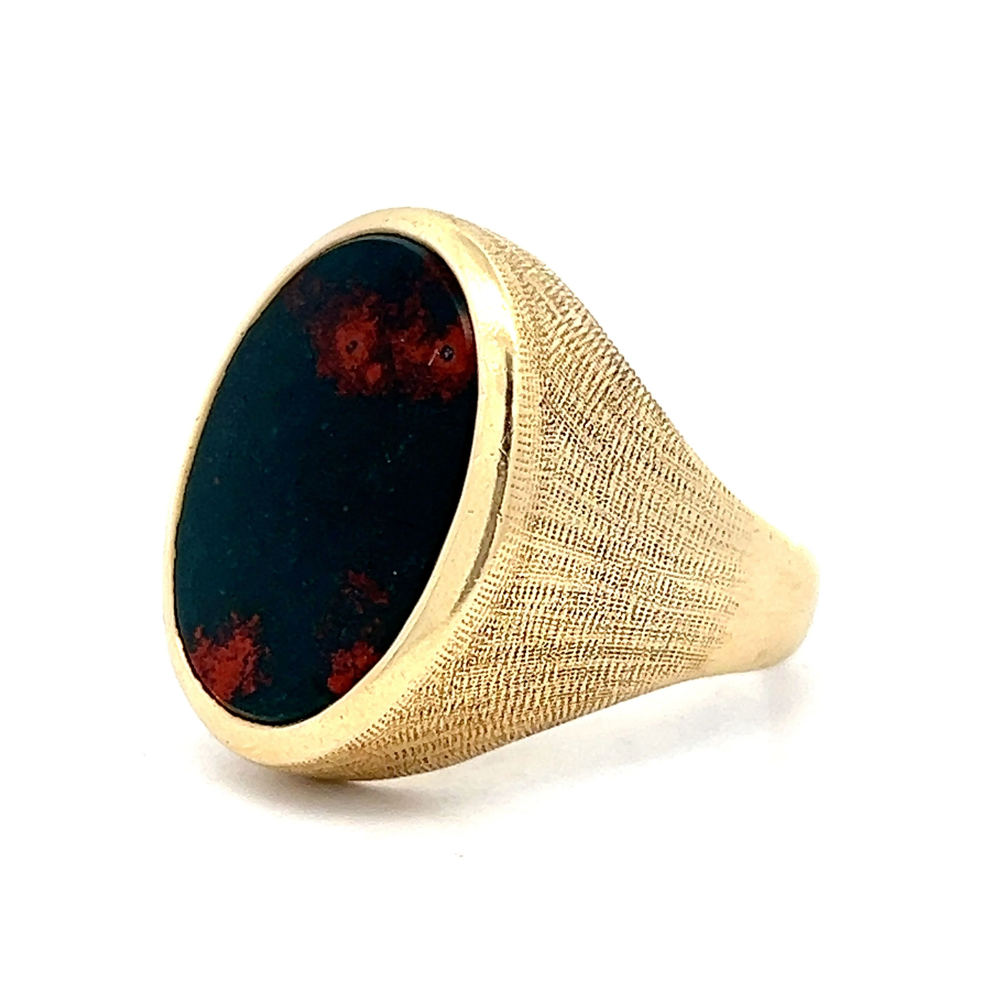 6.41 Men's Cabochon Bloodstone Ring in 14k Yellow Gold - Image 2