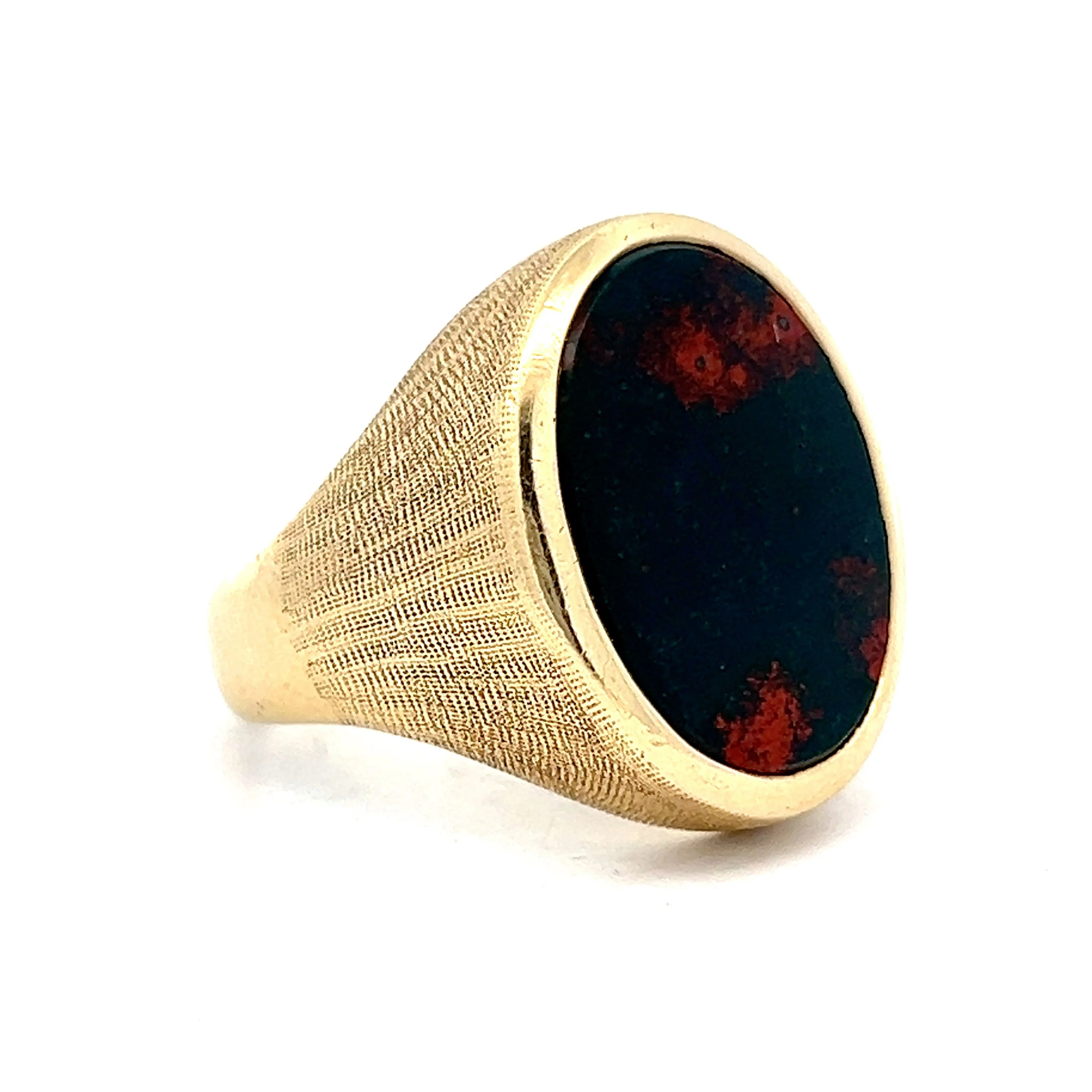 6.41 Men's Cabochon Bloodstone Ring in 14k Yellow Gold - Image 3