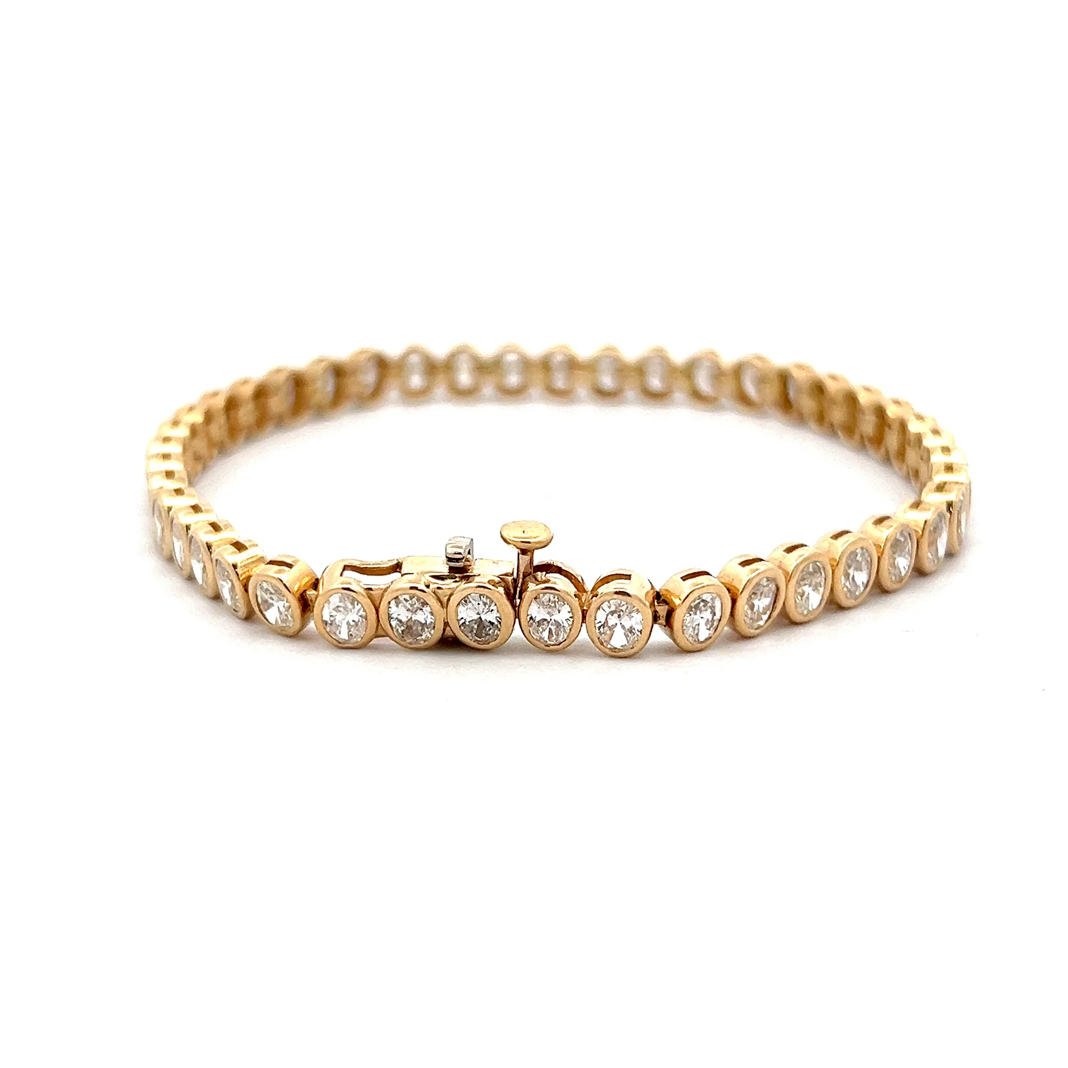 6.44 Oval Diamond Tennis Bracelet in 14k Yellow Gold - Image 4