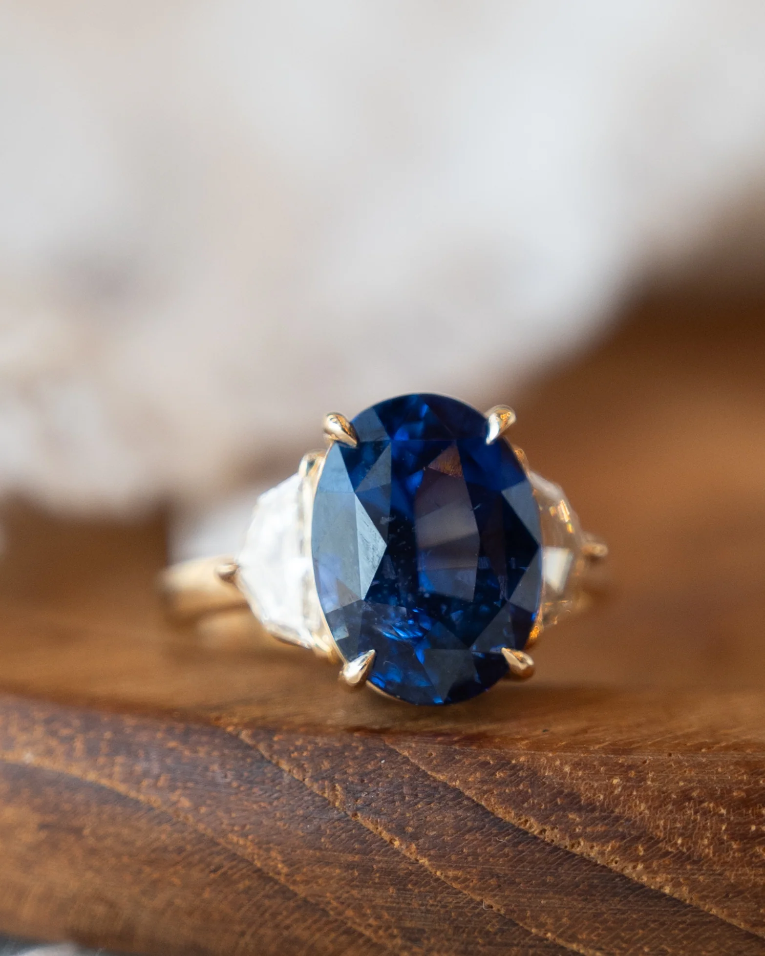 6.49 Oval Sapphire Engagement Ring 14k Yellow Gold - Image 6
