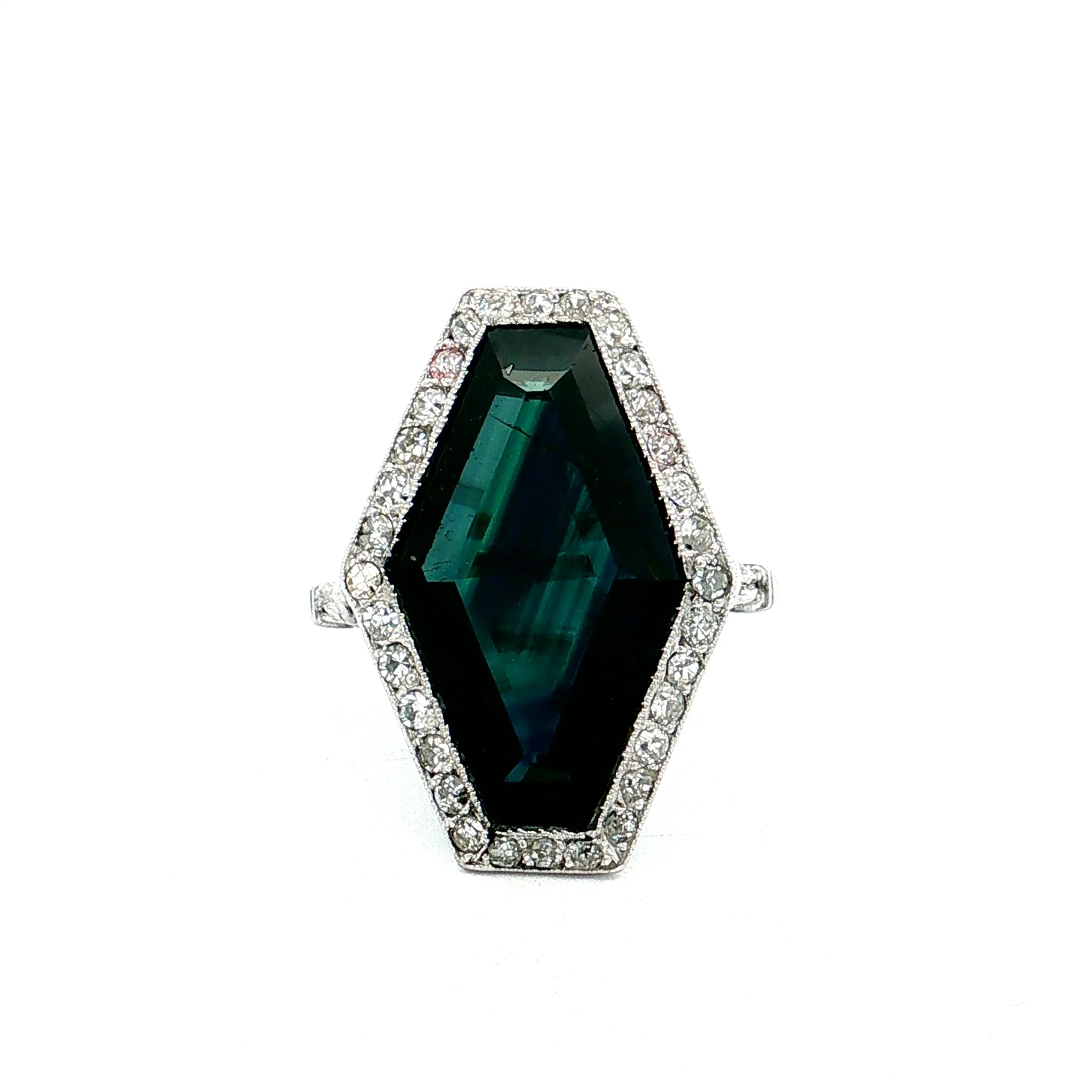 6.50 Vintage Art Deco Sapphire Cocktail Ring Platinum