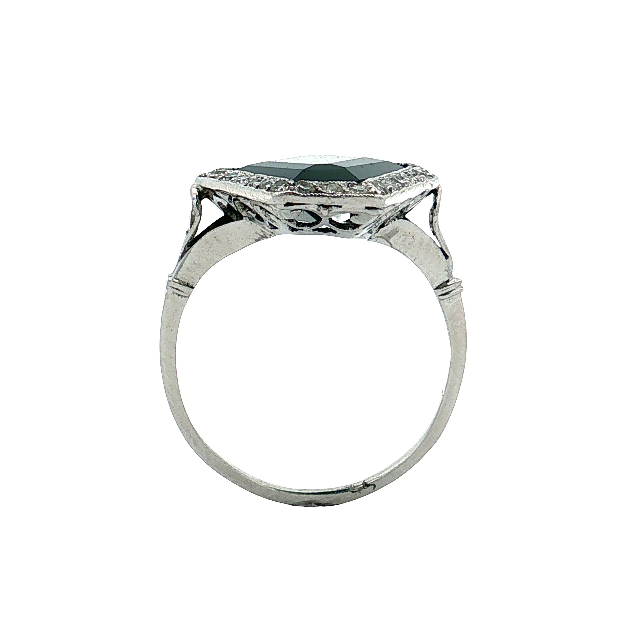 6.50 Vintage Art Deco Sapphire Cocktail Ring Platinum - Image 4