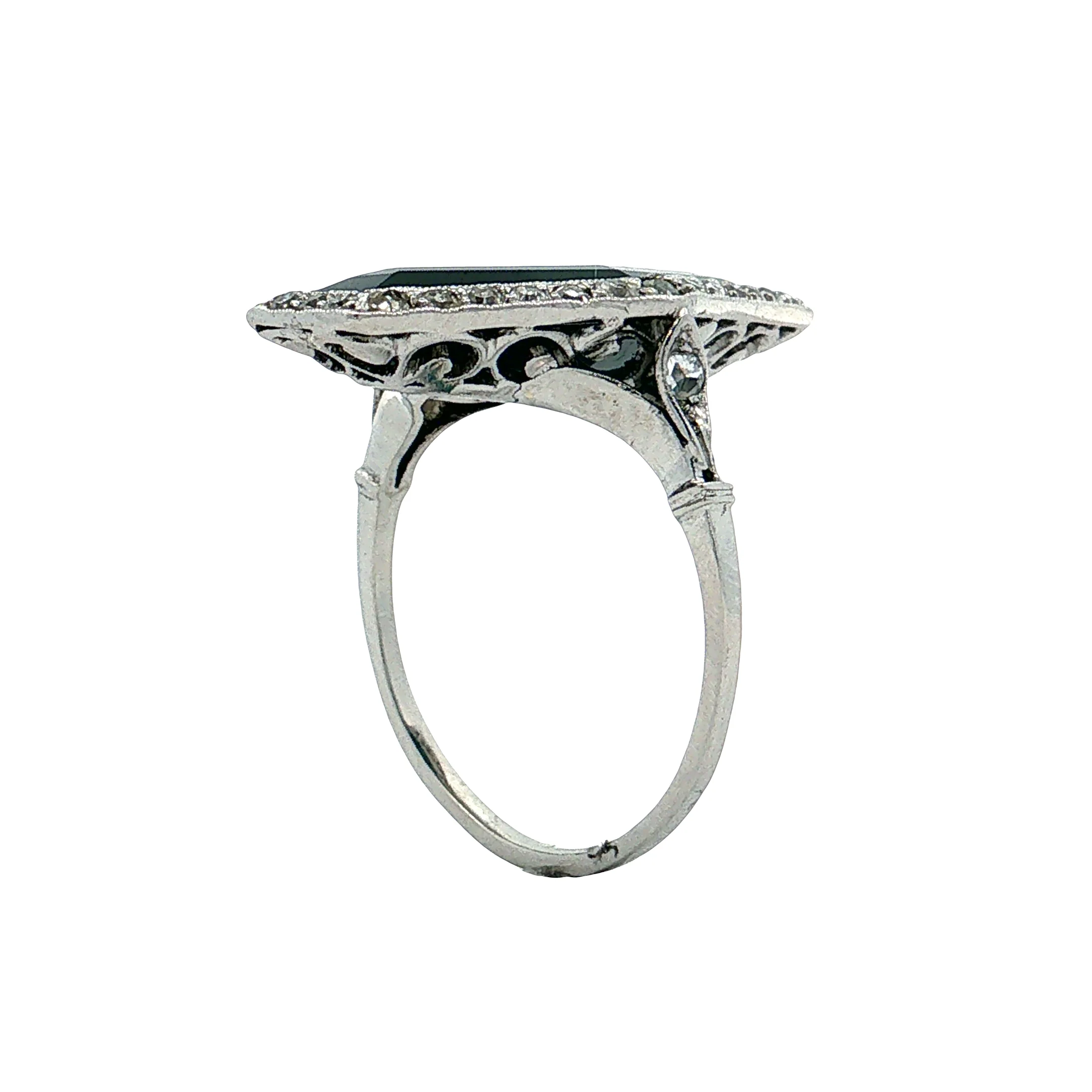 6.50 Vintage Art Deco Sapphire Cocktail Ring Platinum - Image 5