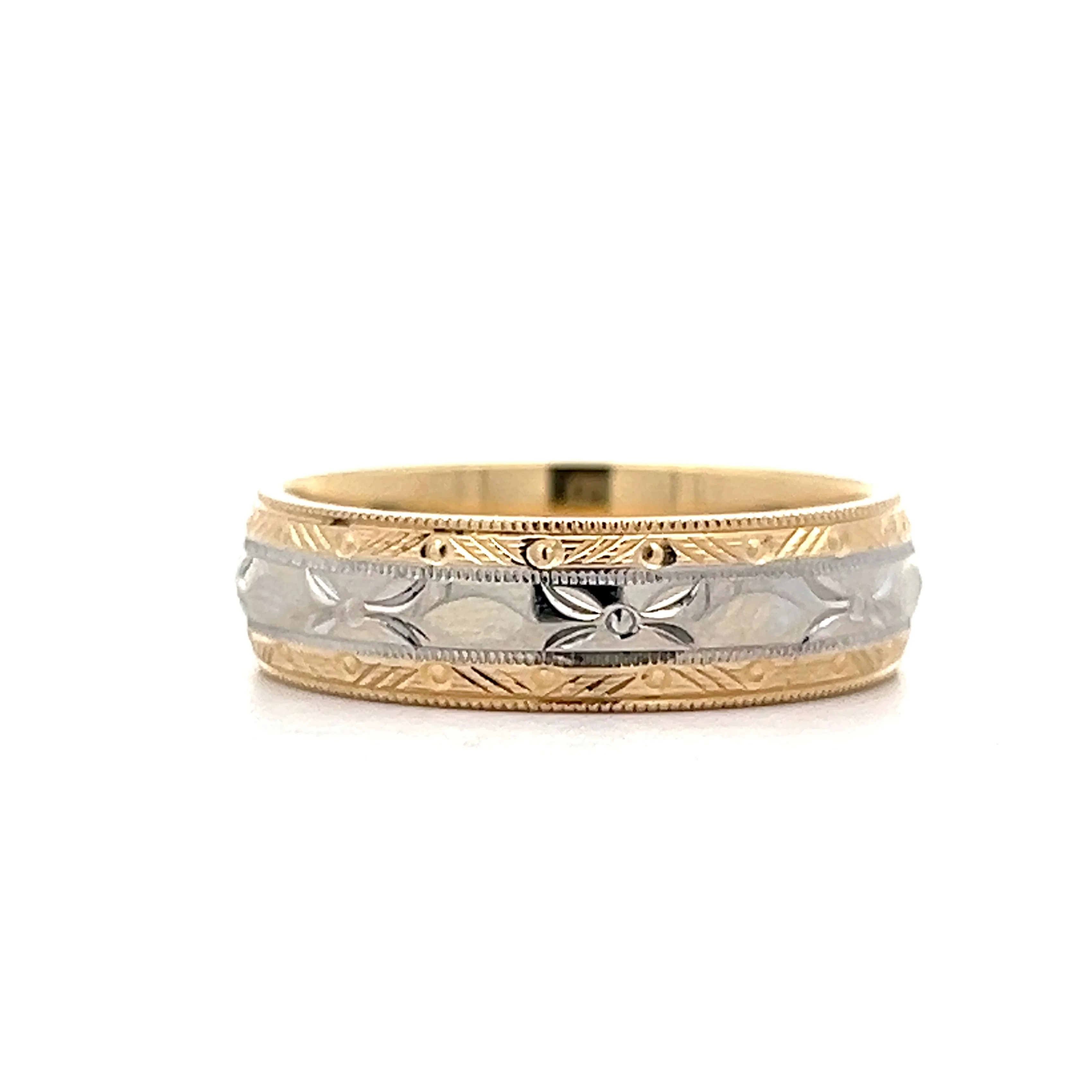 6.5mm Mens Vintage Inspired Orange Blossom Band in 14k - Image 3