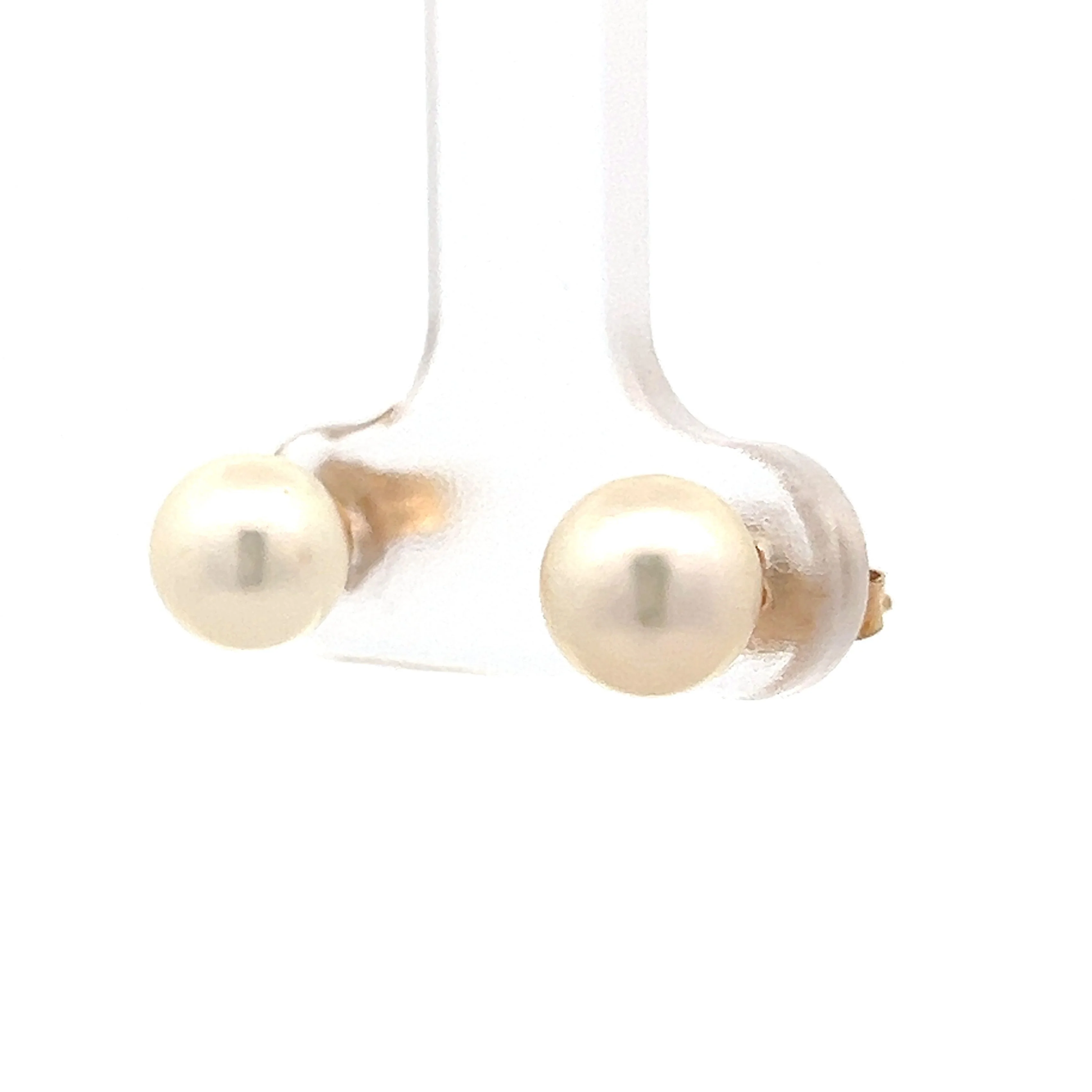 6.5mm Pearl Stud Earrings in 14k Yellow Gold - Image 2