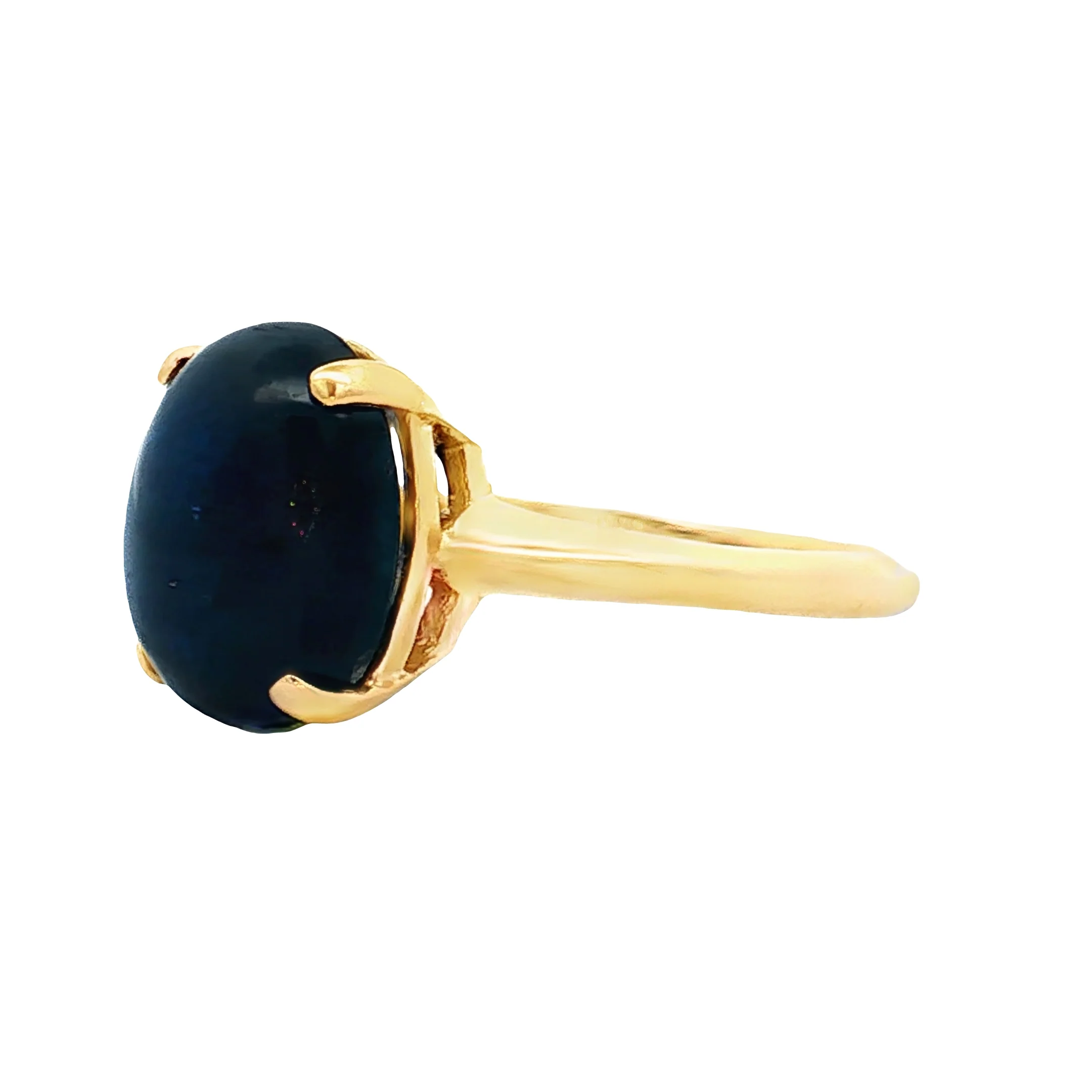 6.63 Oval Cabochon Sapphire Cocktail Ring 14k Yellow Gold - Image 2