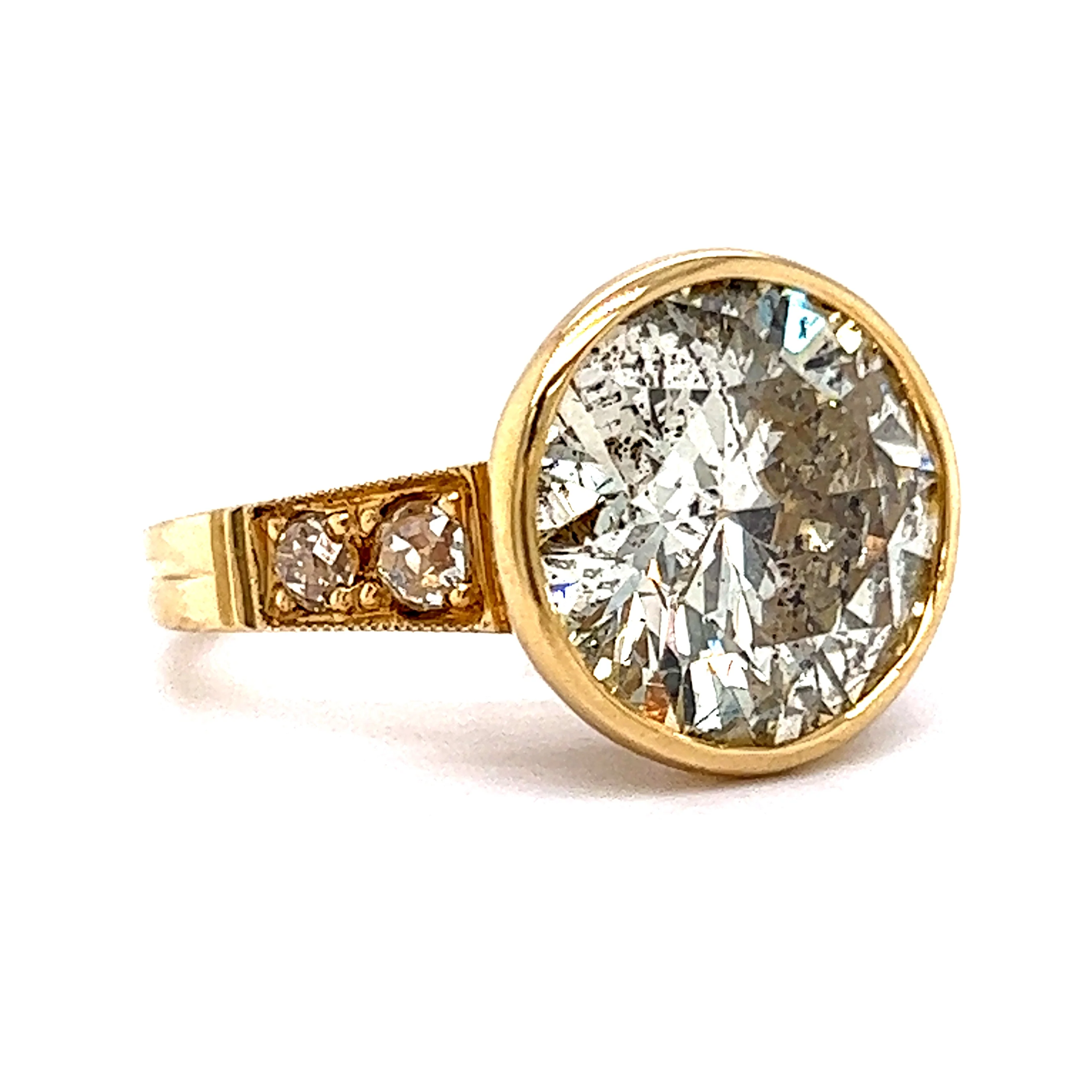 6.65 Bezel Set Diamond Engagement Ring in 18k Yellow Gold - Image 3