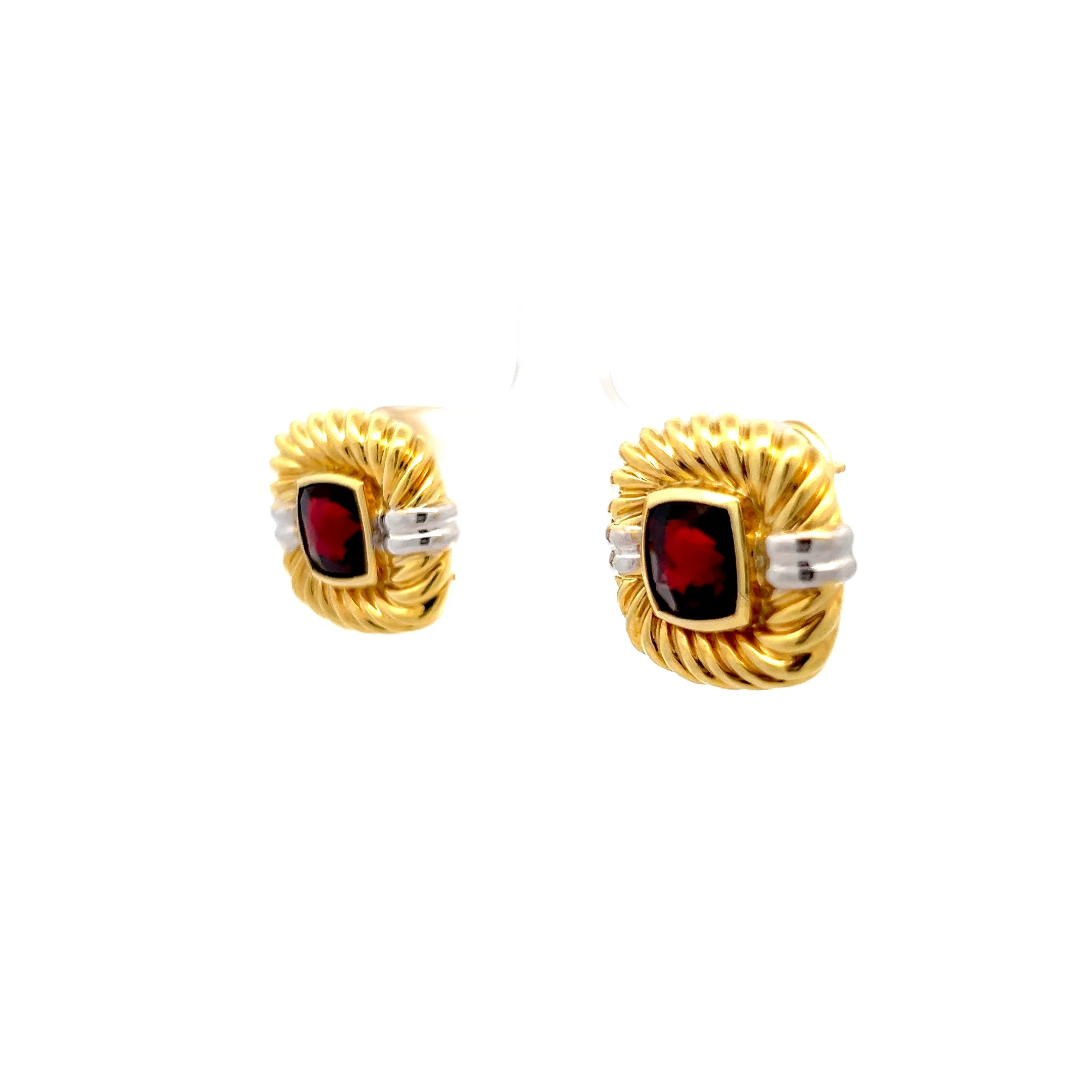 6.68 David Yurman Garnet Earring Studs 18k Yellow Gold - Image 2
