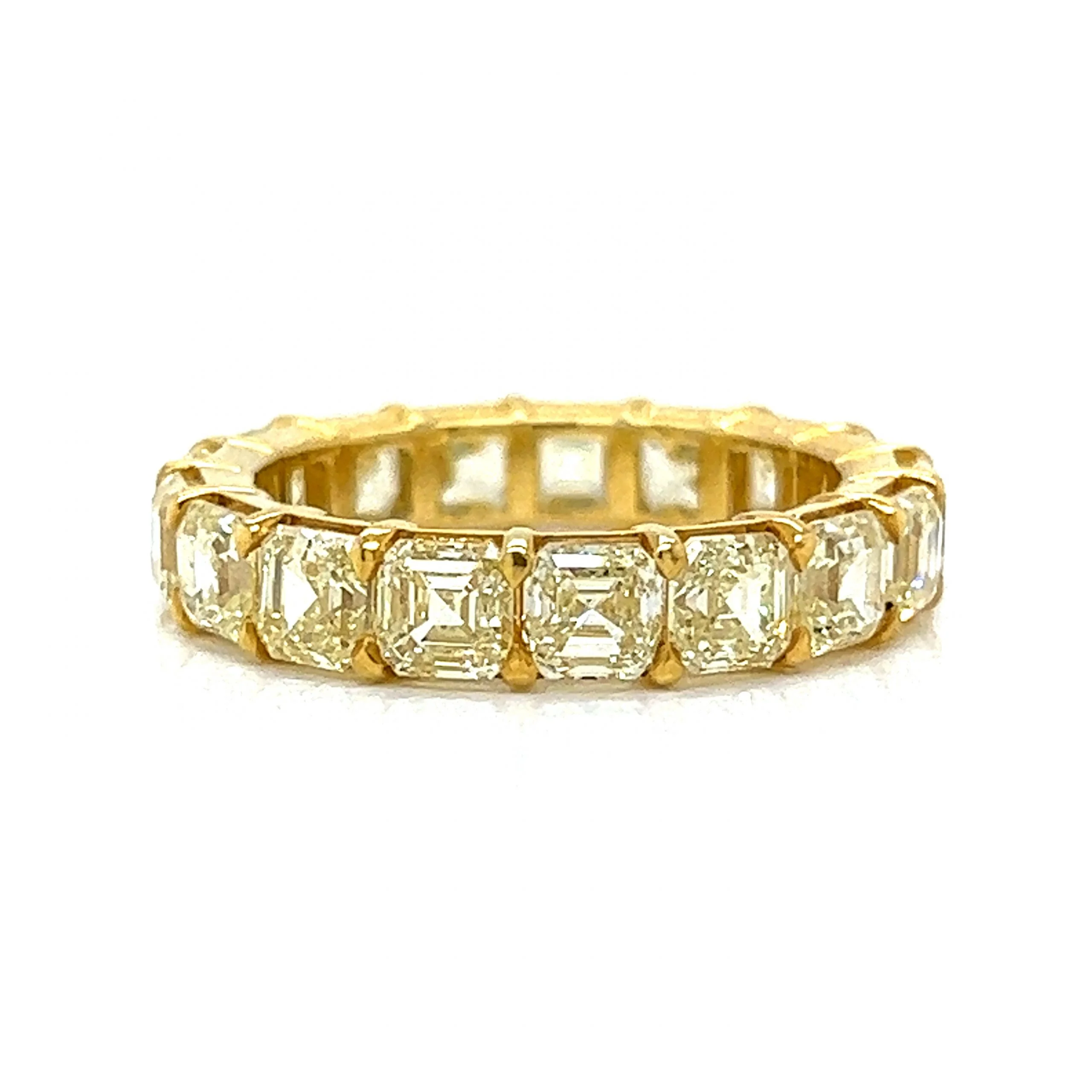 6.70 Fancy Yellow Asscher Cut Diamond Eternity Band in 18k - Image 2