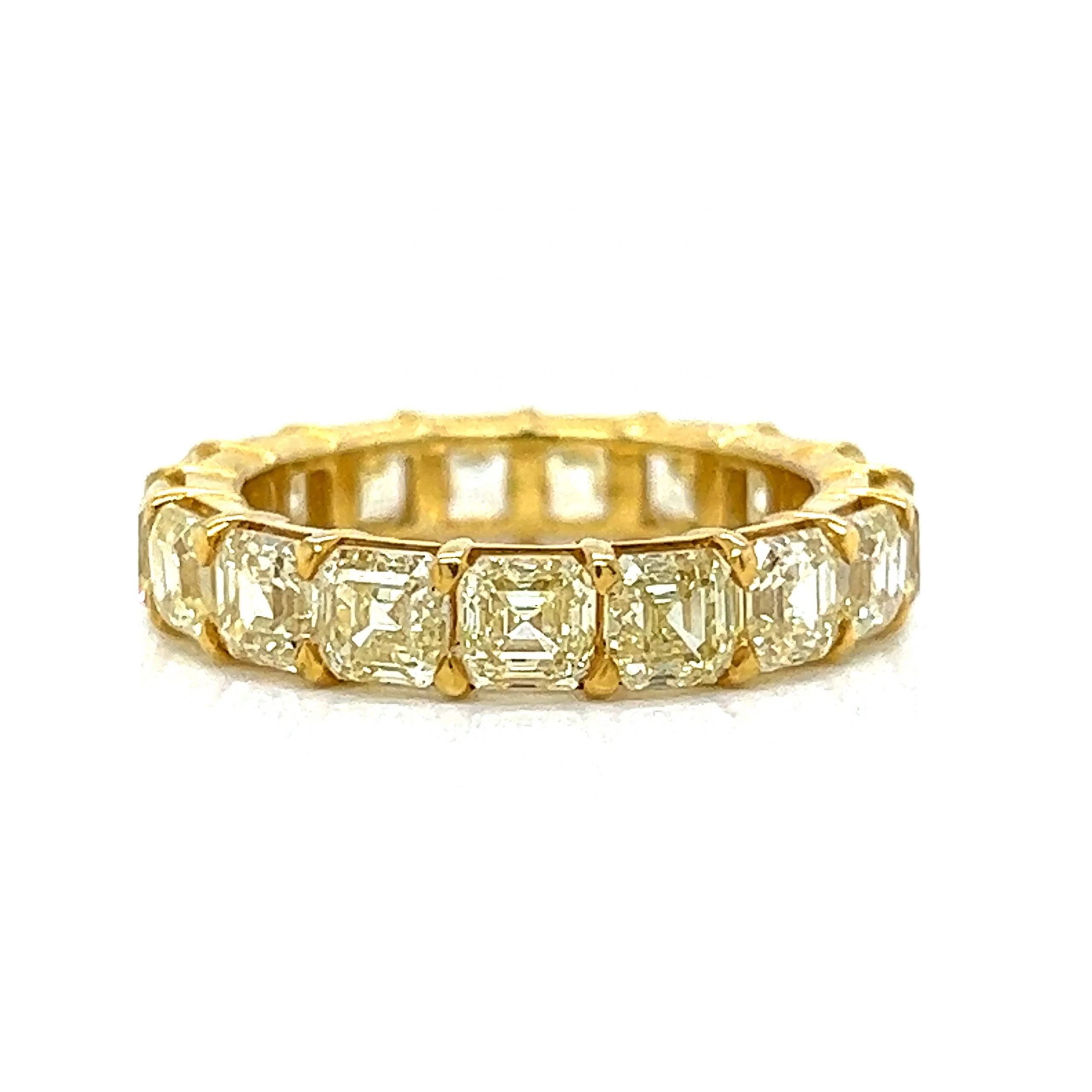 6.70 Fancy Yellow Asscher Cut Diamond Eternity Band in 18k - Image 3