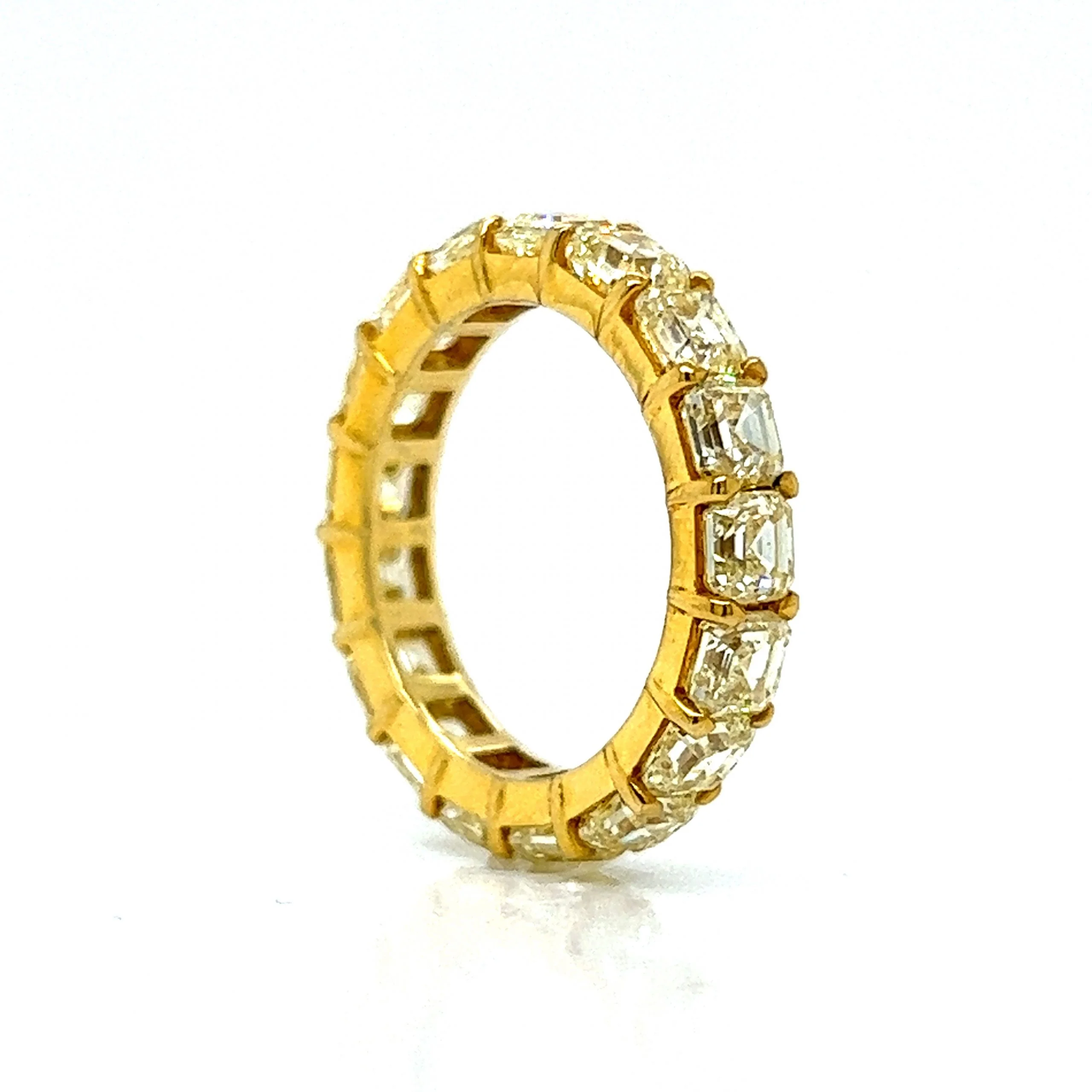 6.70 Fancy Yellow Asscher Cut Diamond Eternity Band in 18k - Image 5