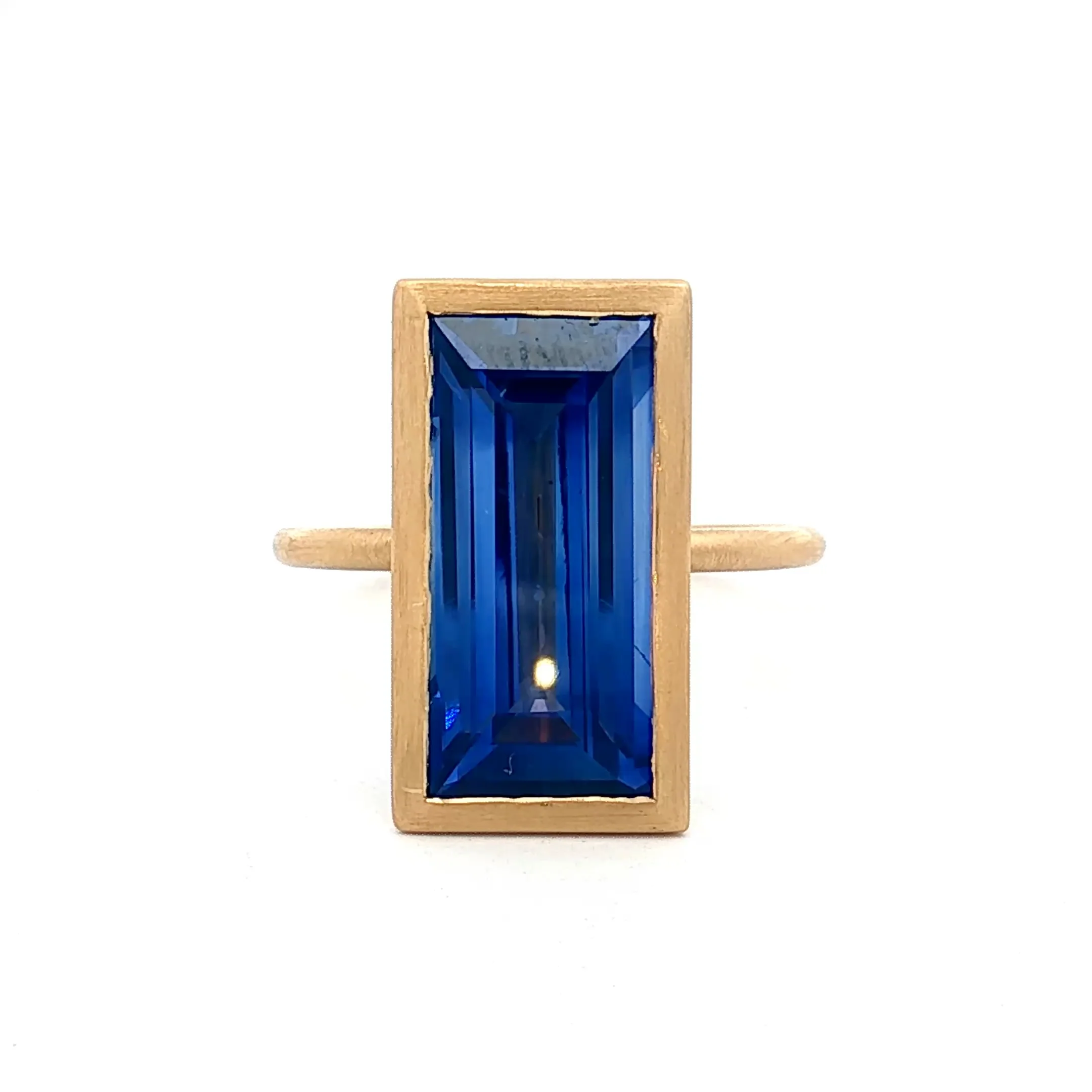 6.75 Baguette Cut Blue Sapphire Cocktail Ring 18k