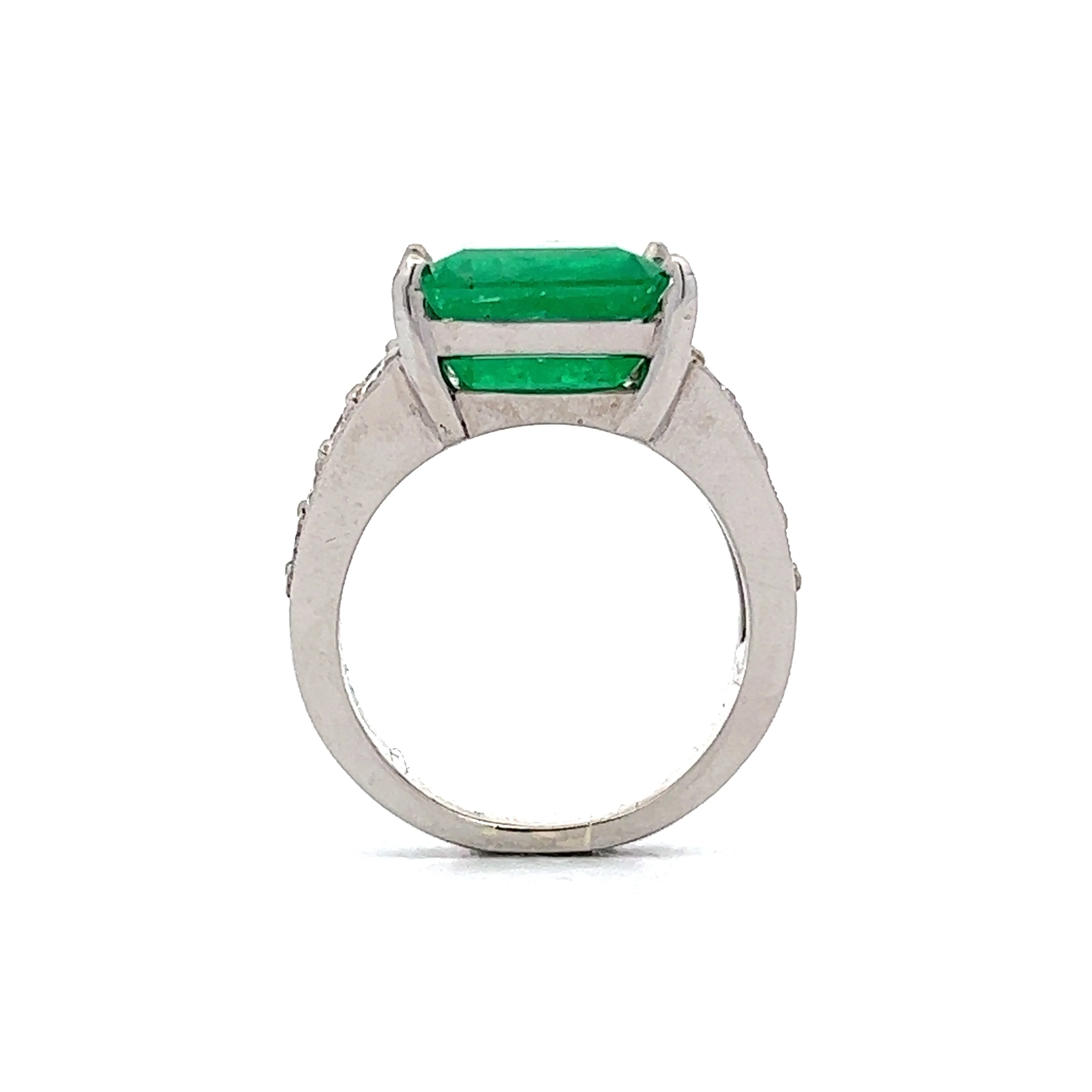 6.78 Green Emerald & Diamond Statement Ring in 14K White Gold - Image 4