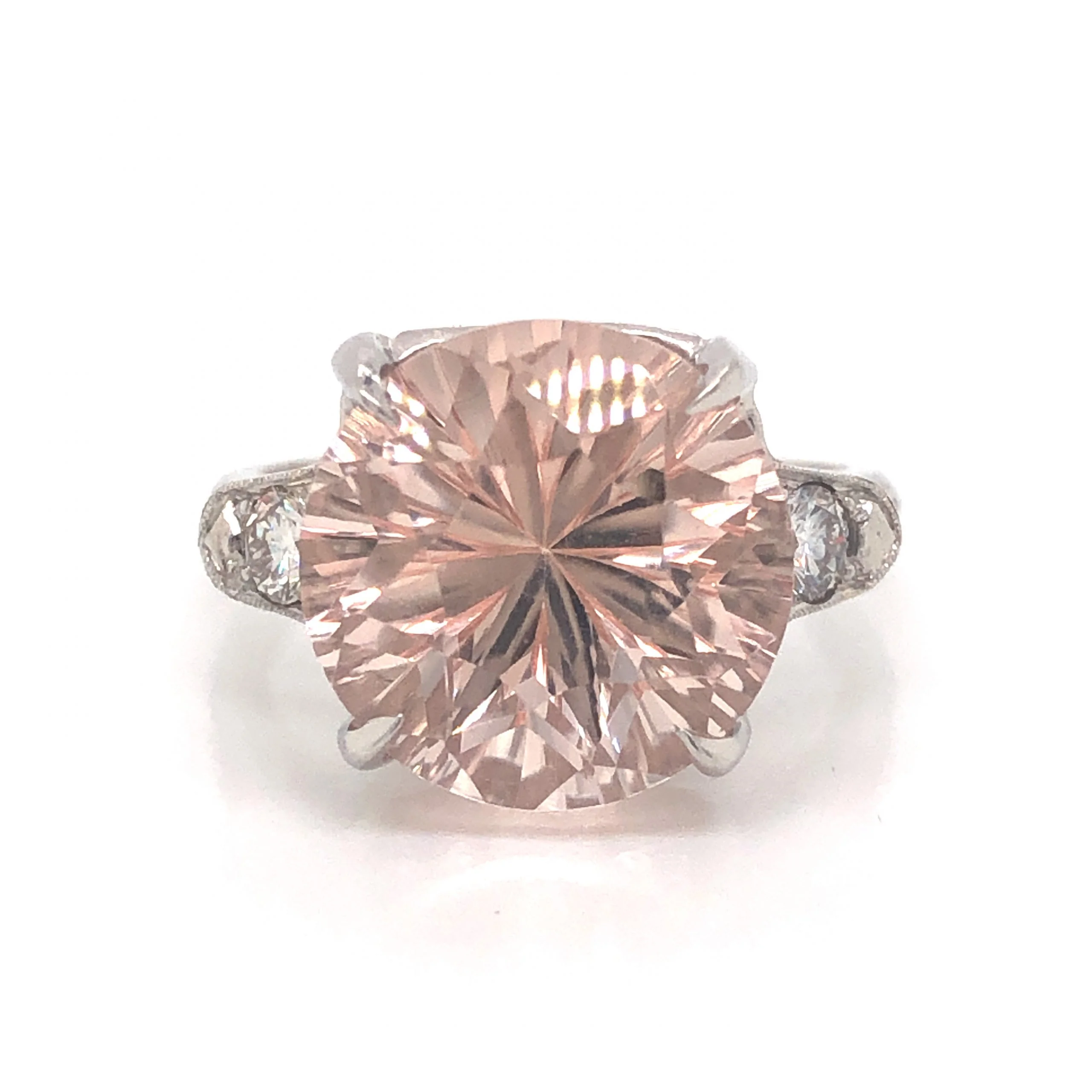 6.92 Mid-Century Morganite Engagement Ring in Platinum