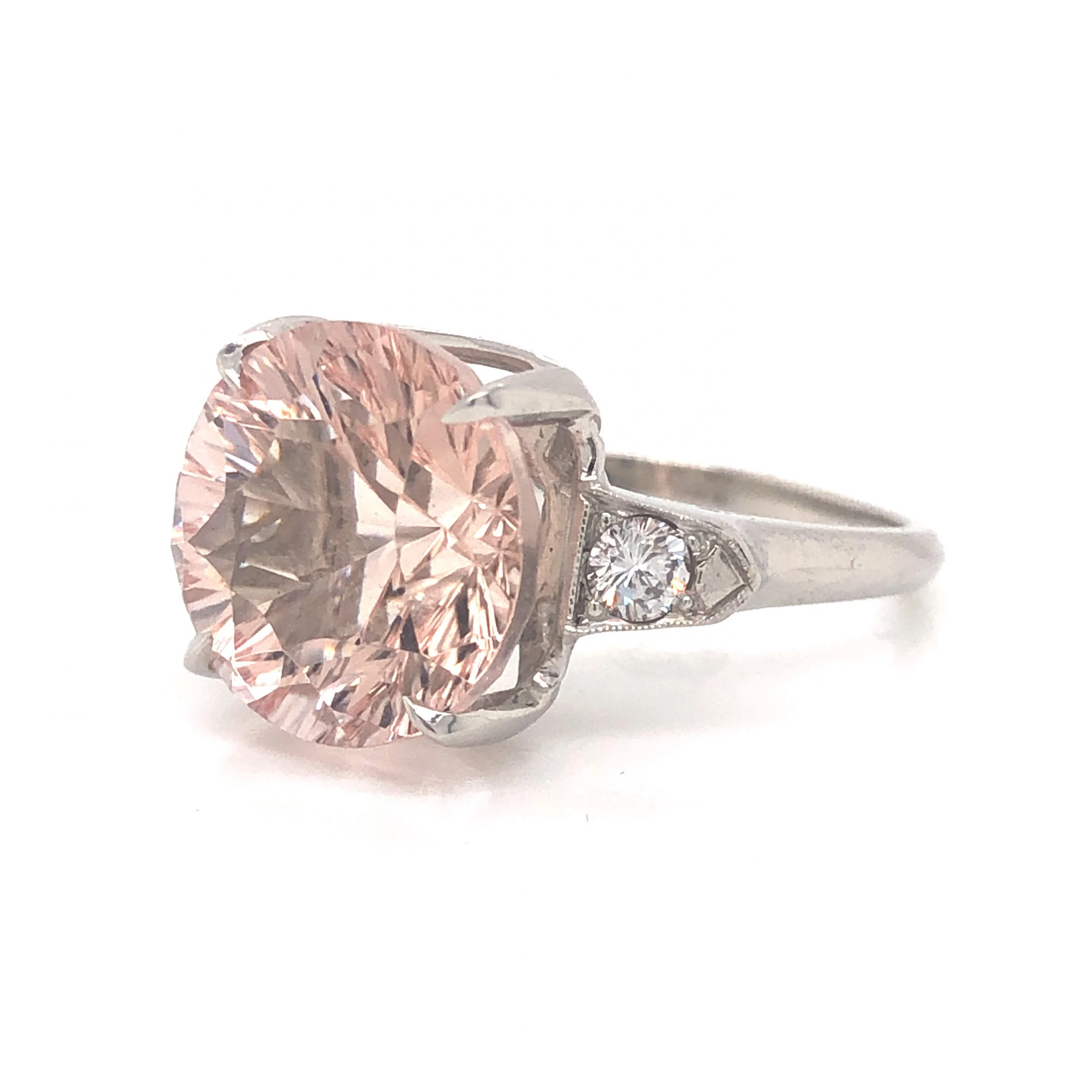 6.92 Mid-Century Morganite Engagement Ring in Platinum - Image 2