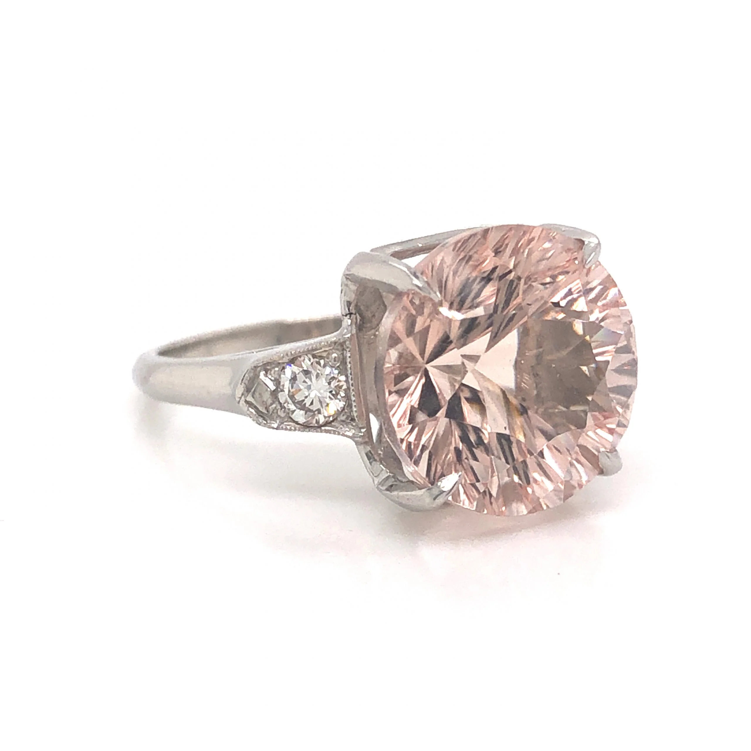 6.92 Mid-Century Morganite Engagement Ring in Platinum - Image 3
