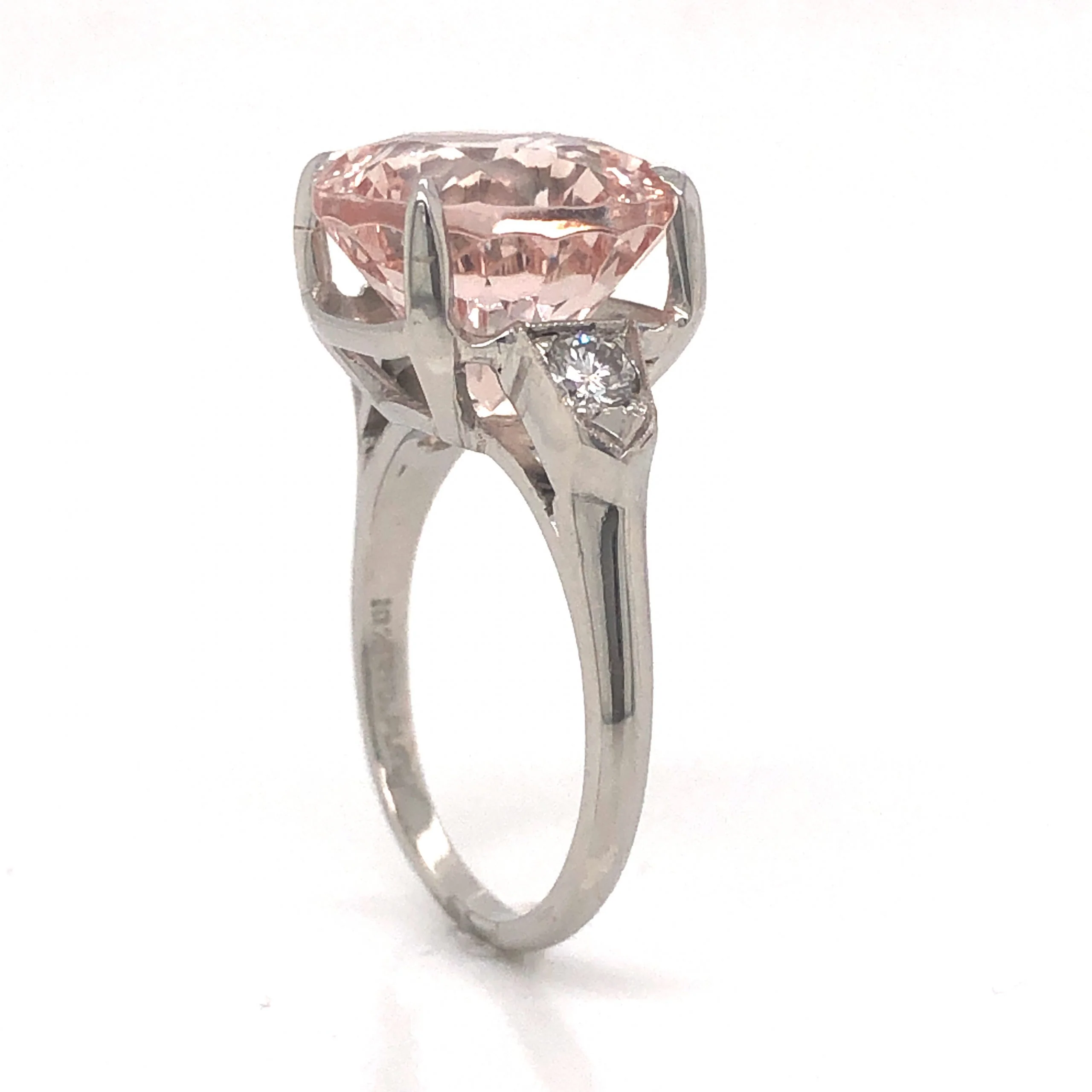 6.92 Mid-Century Morganite Engagement Ring in Platinum - Image 5