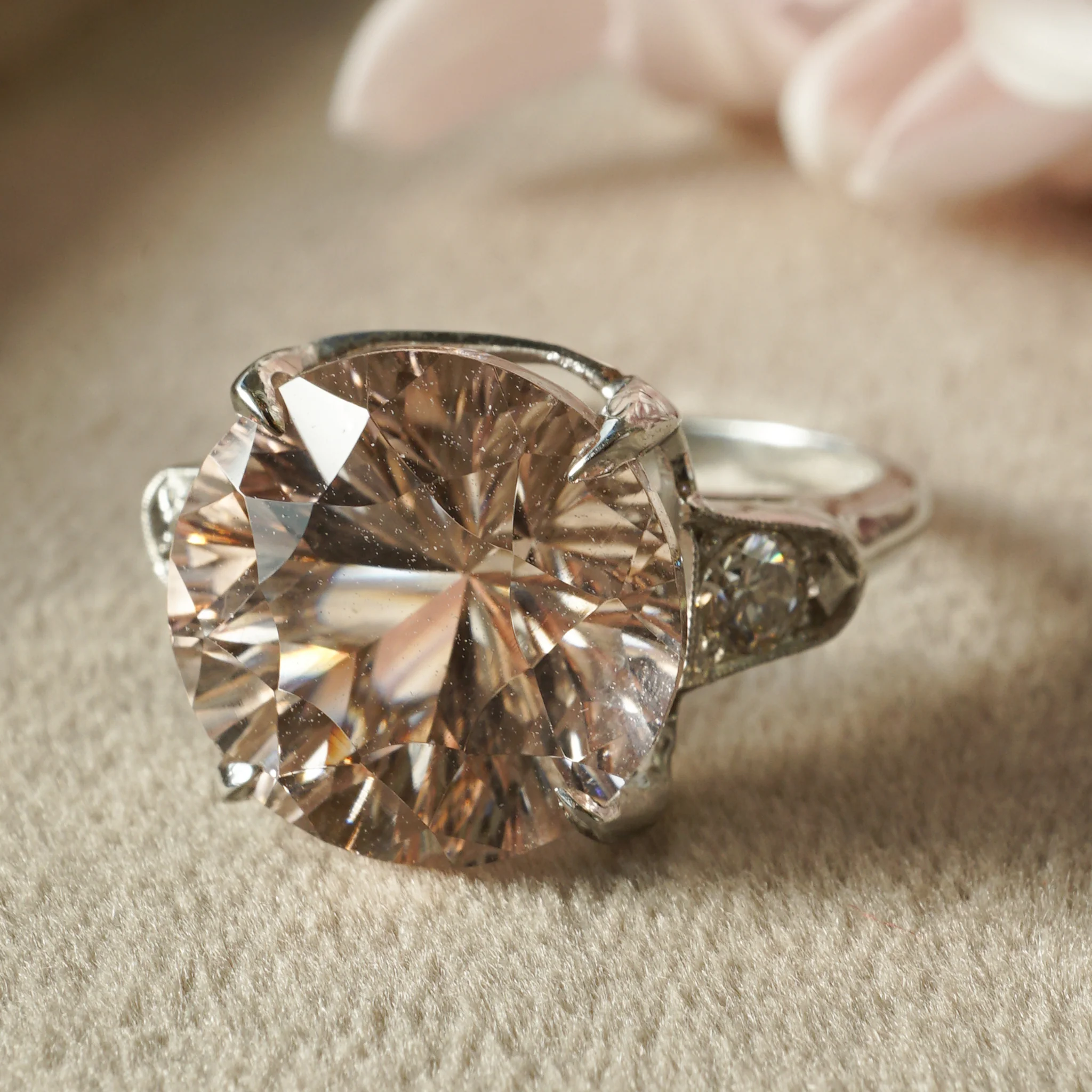 6.92 Mid-Century Morganite Engagement Ring in Platinum - Image 6