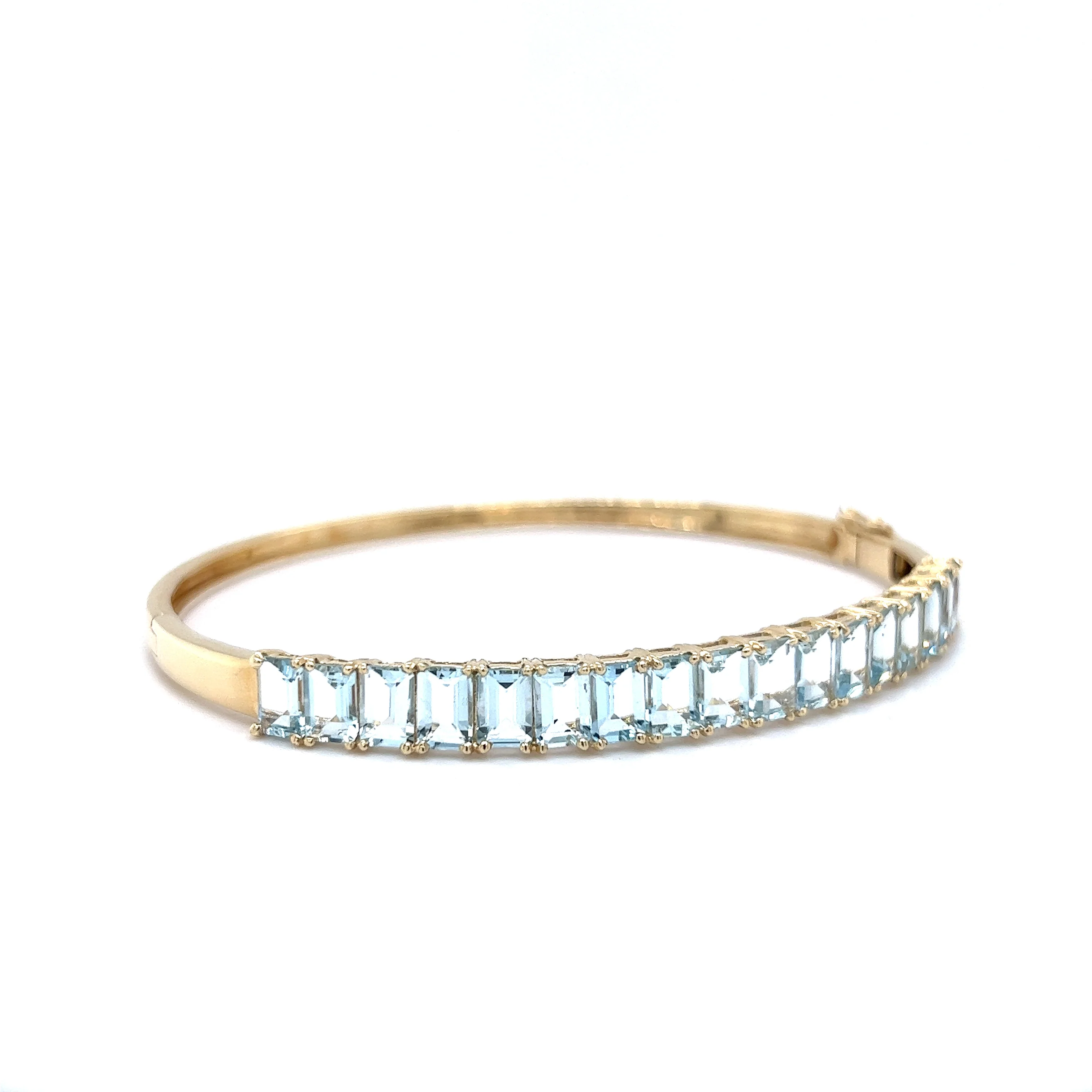6.97 Emerald Cut Aquamarine Bangle Bracelet in 14k Yellow Gold - Image 3