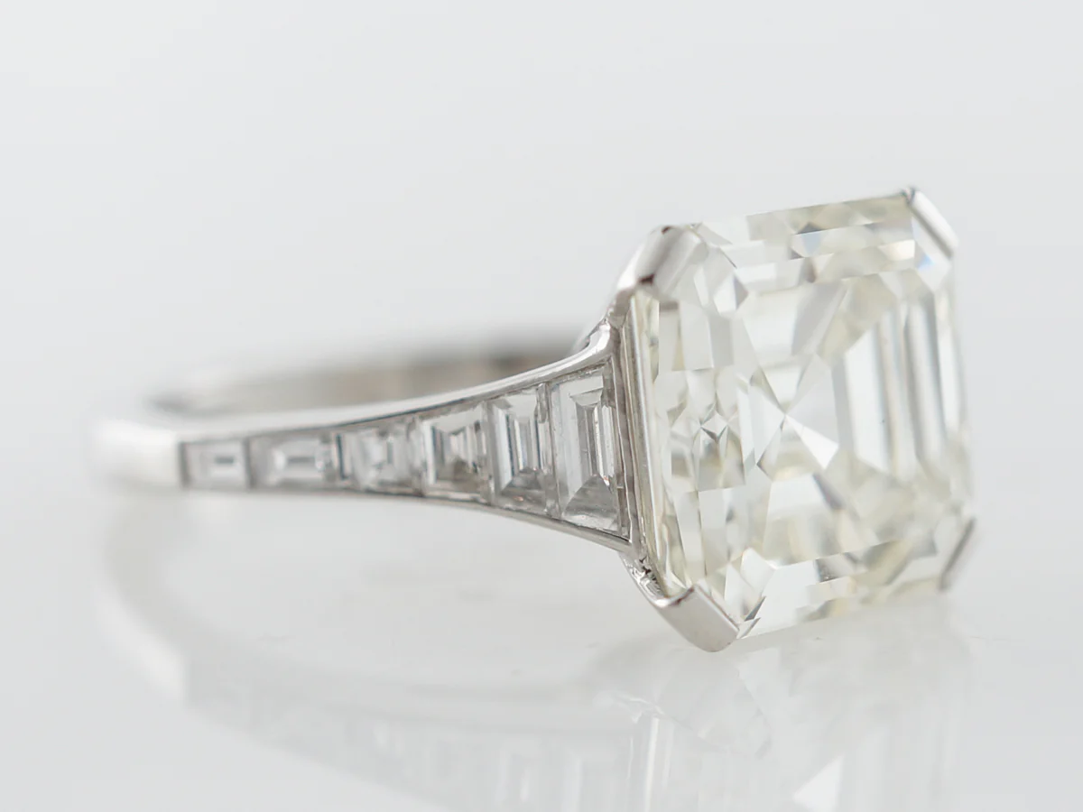 6 Carat Asscher Cut Diamond Engagement Ring in Platinum - Image 3