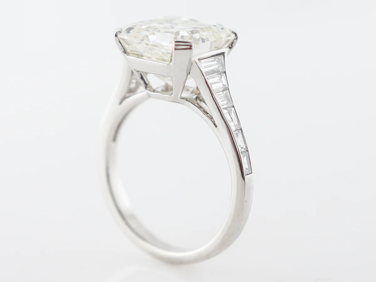 6 Carat Asscher Cut Diamond Engagement Ring in Platinum - Image 5