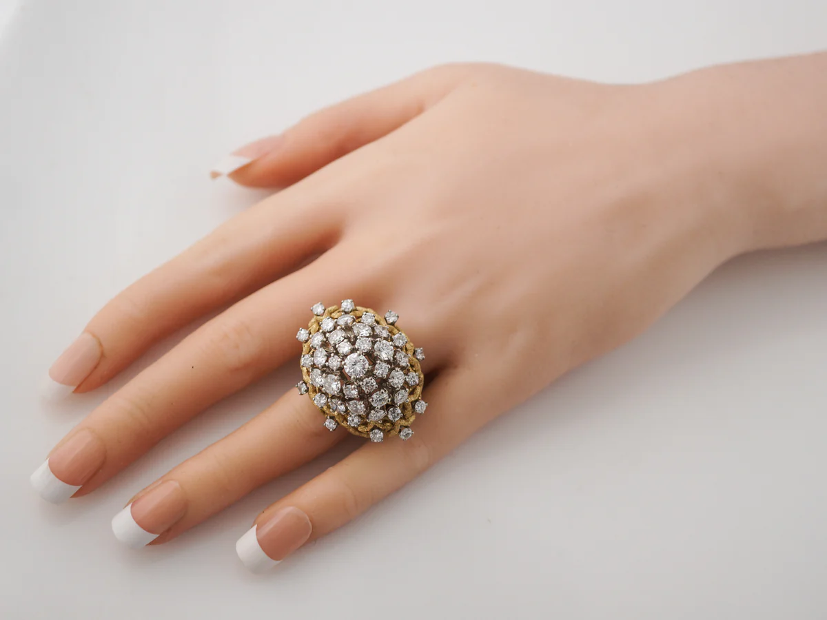 6 Carat Diamond Cocktail Ring in Yellow & White Gold - Image 7