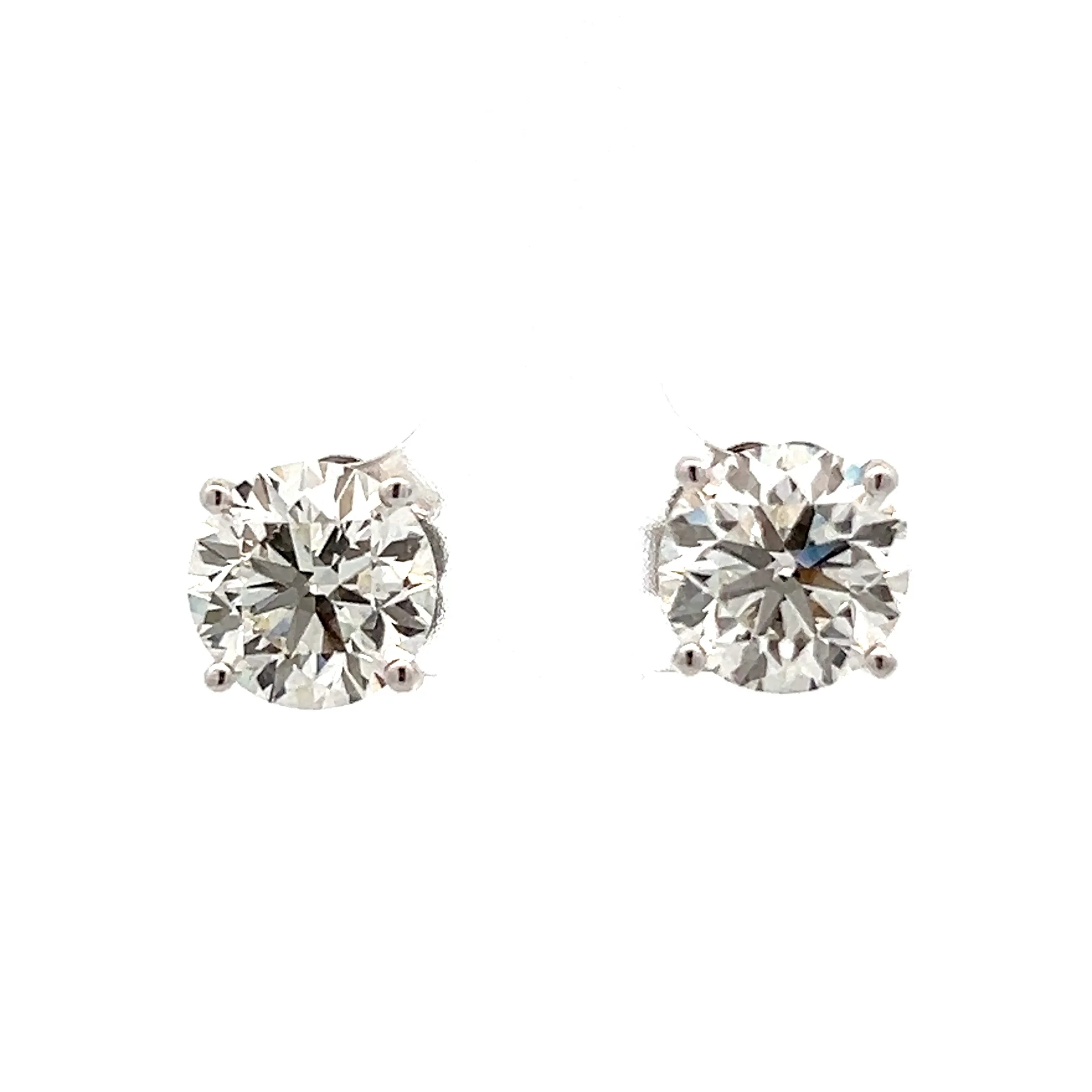 6 Carat Round Brilliant Diamond Stud Earrings 18k