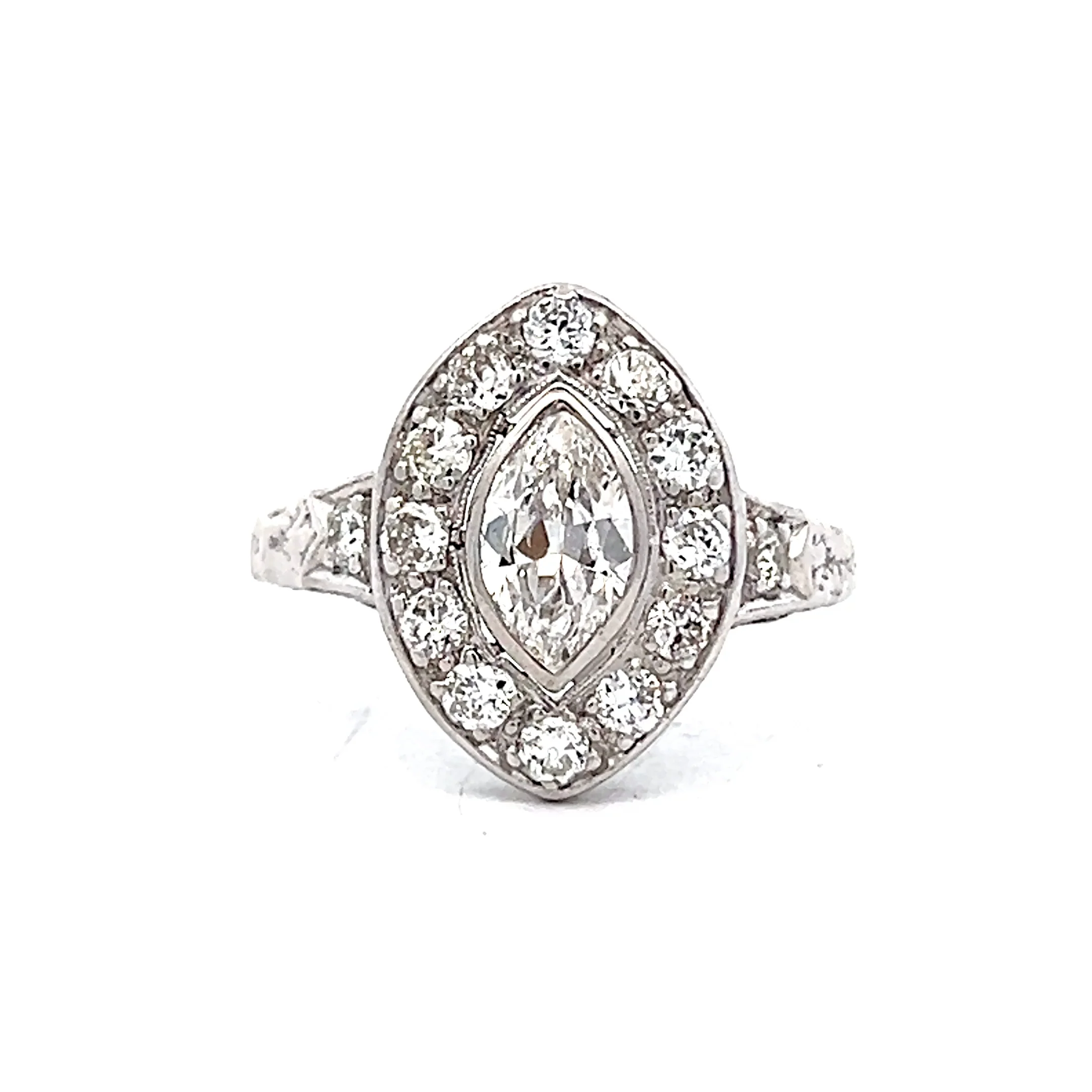 .60 Antique Deco Marquise Diamond Engagement Ring Platinum