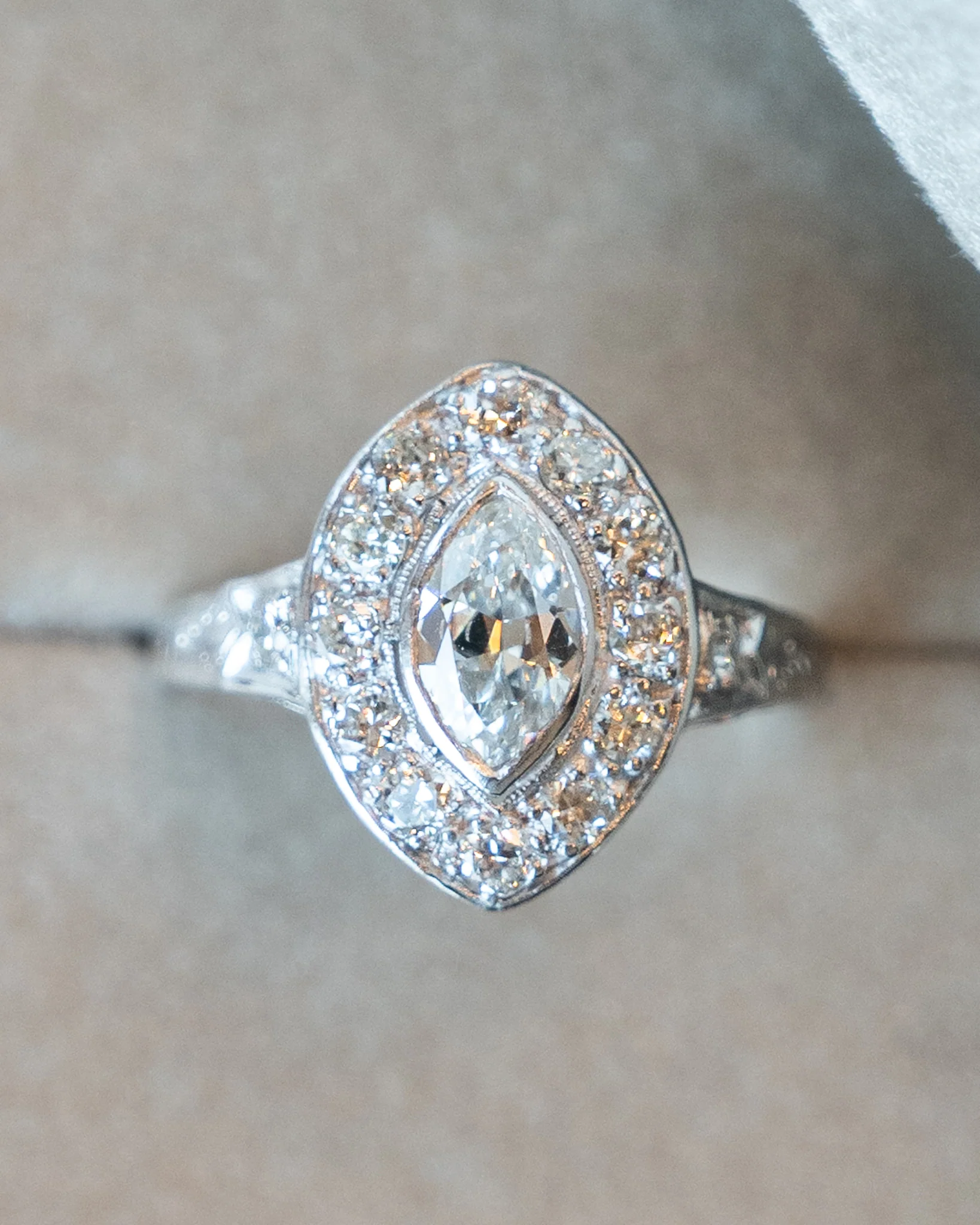 .60 Antique Deco Marquise Diamond Engagement Ring Platinum - Image 6