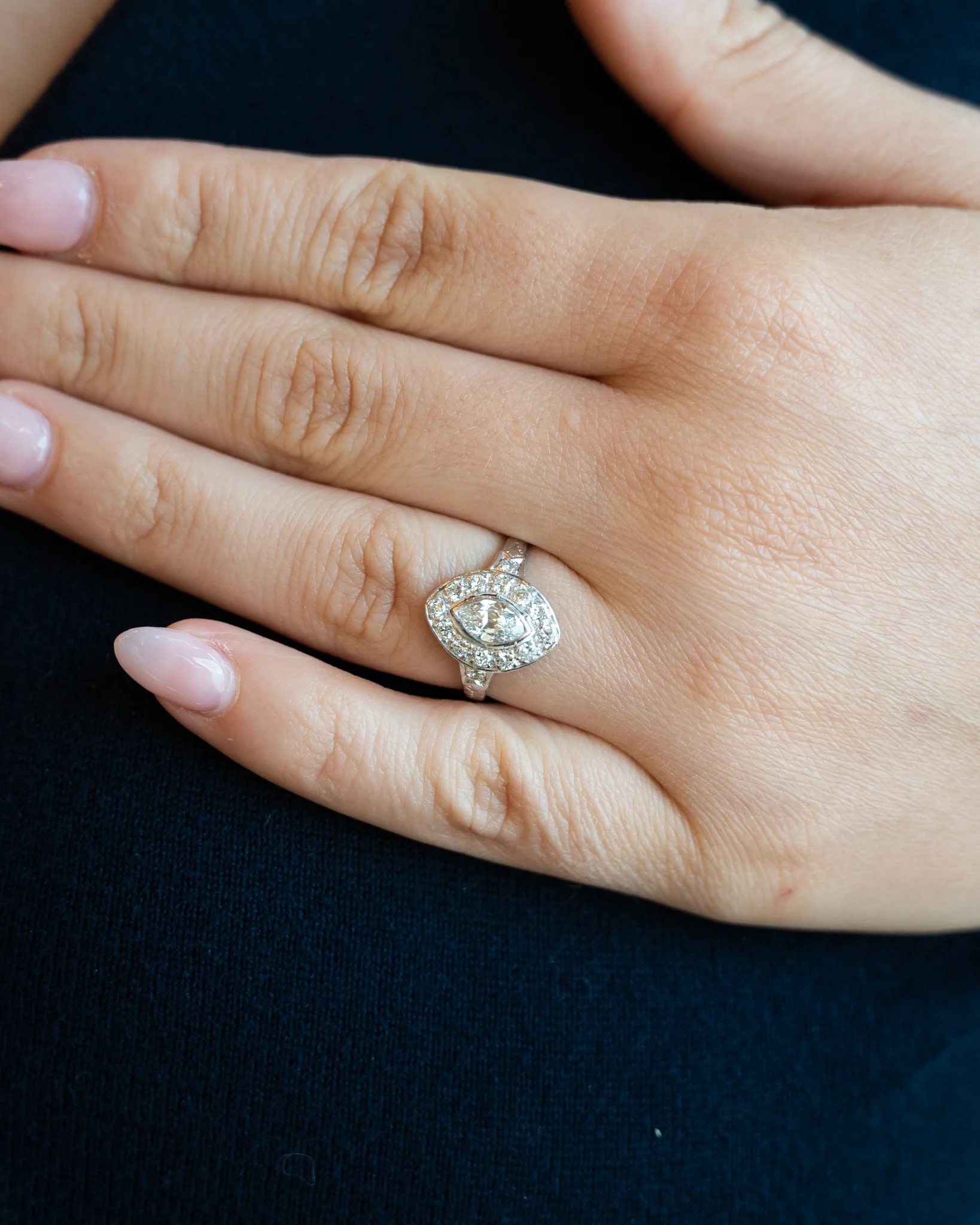 .60 Antique Deco Marquise Diamond Engagement Ring Platinum - Image 7
