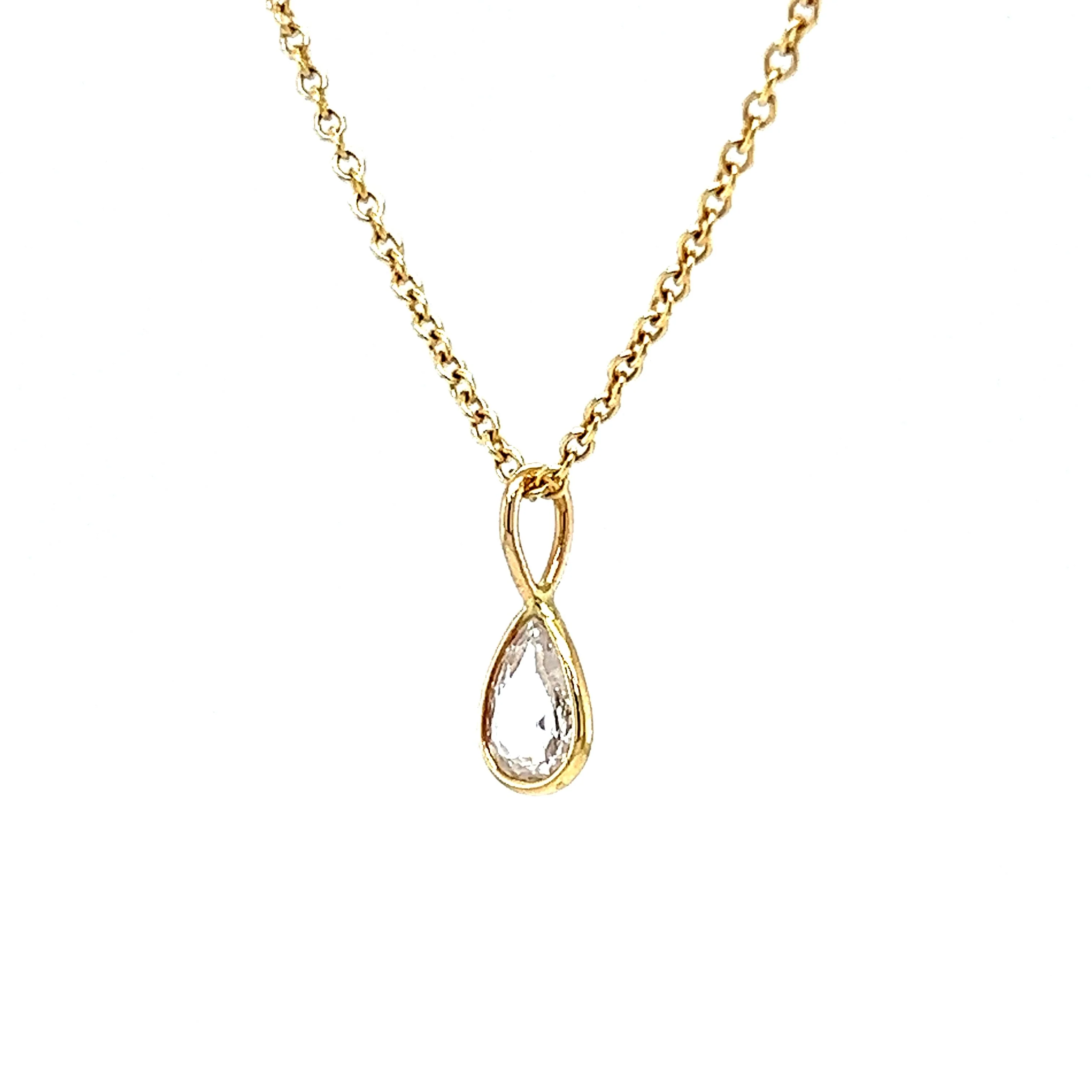 .60 Bezel Set Pear Rose Cut Diamond Necklace in 14k Yellow Gold - Image 2