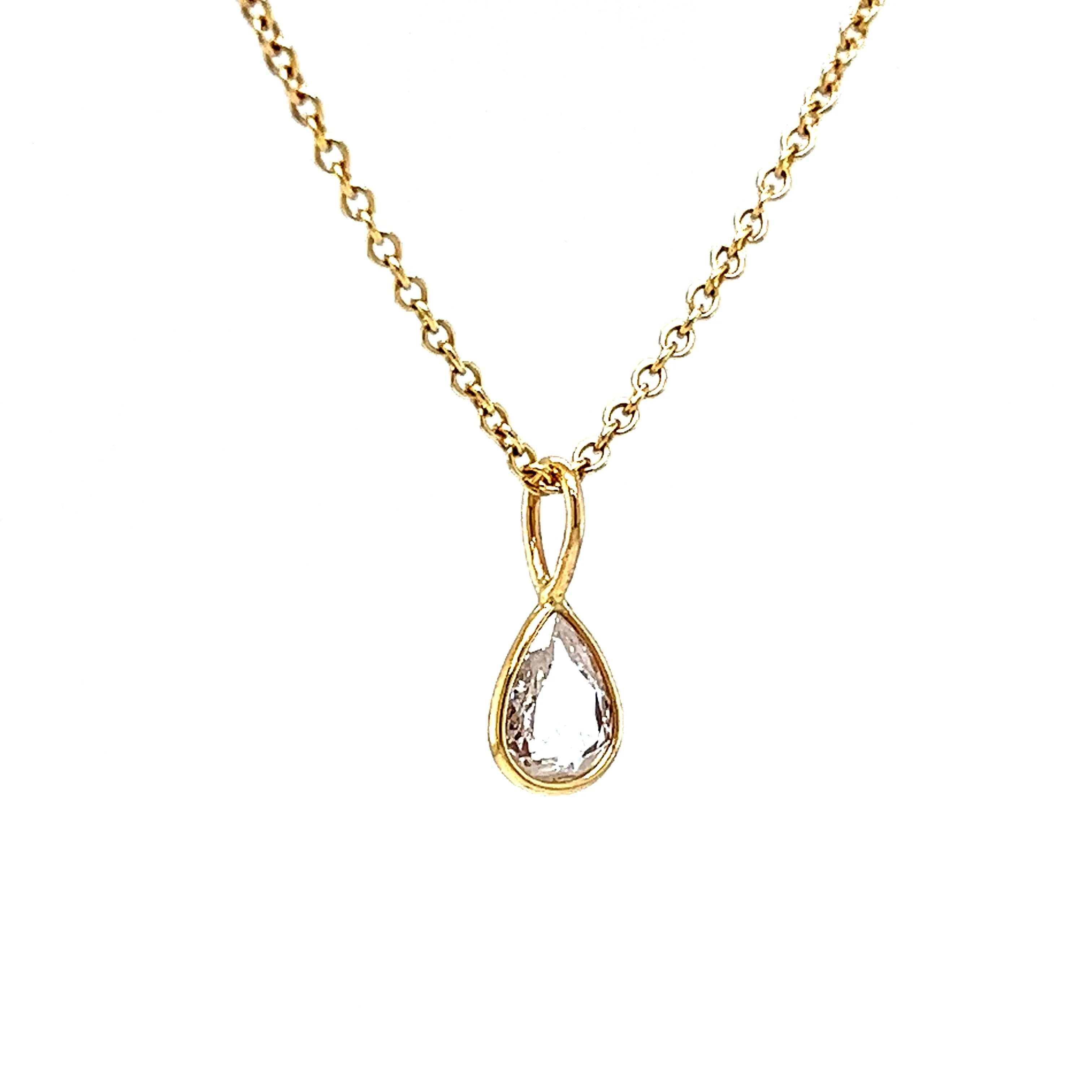 .60 Bezel Set Pear Rose Cut Diamond Necklace in 14k Yellow Gold - Image 3