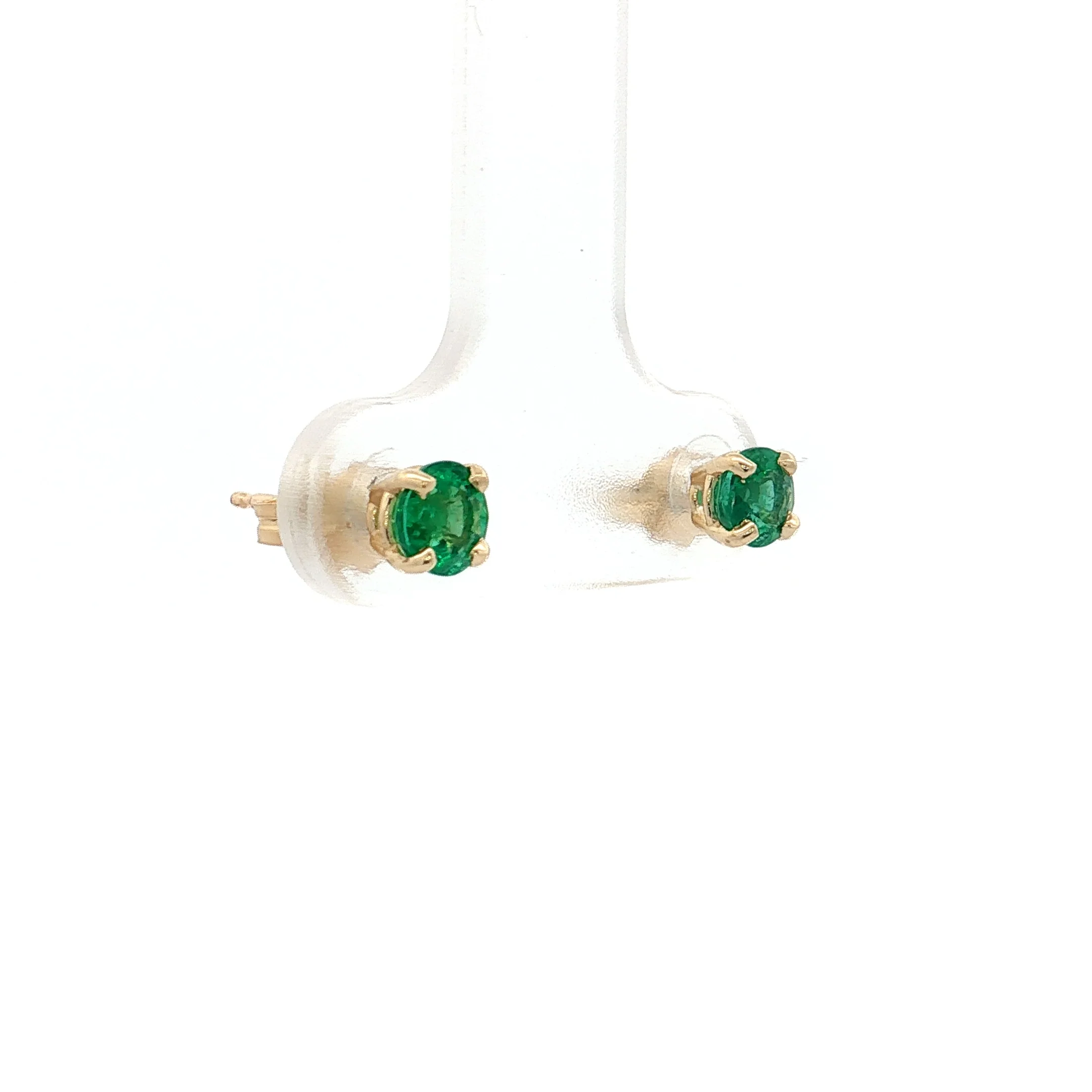 .60 Emerald Stud Earrings in 14k Yellow Gold - Image 3