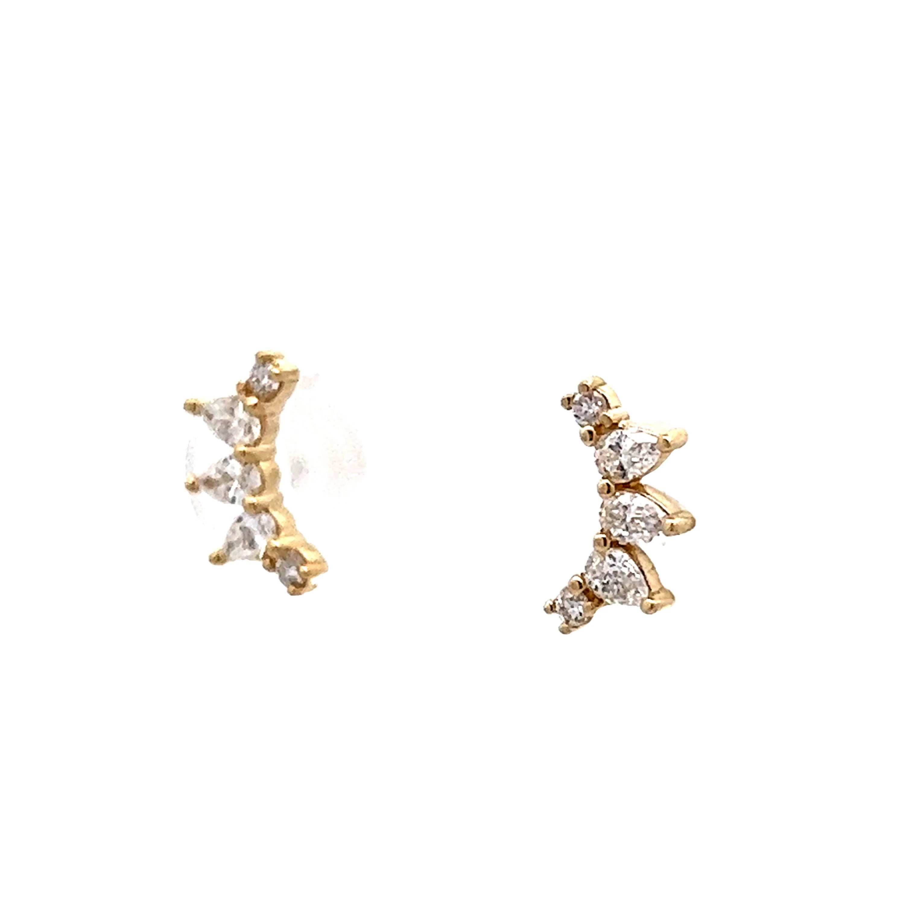 .60 Curved Diamond Stud Earrings in 14k Yellow Gold - Image 2
