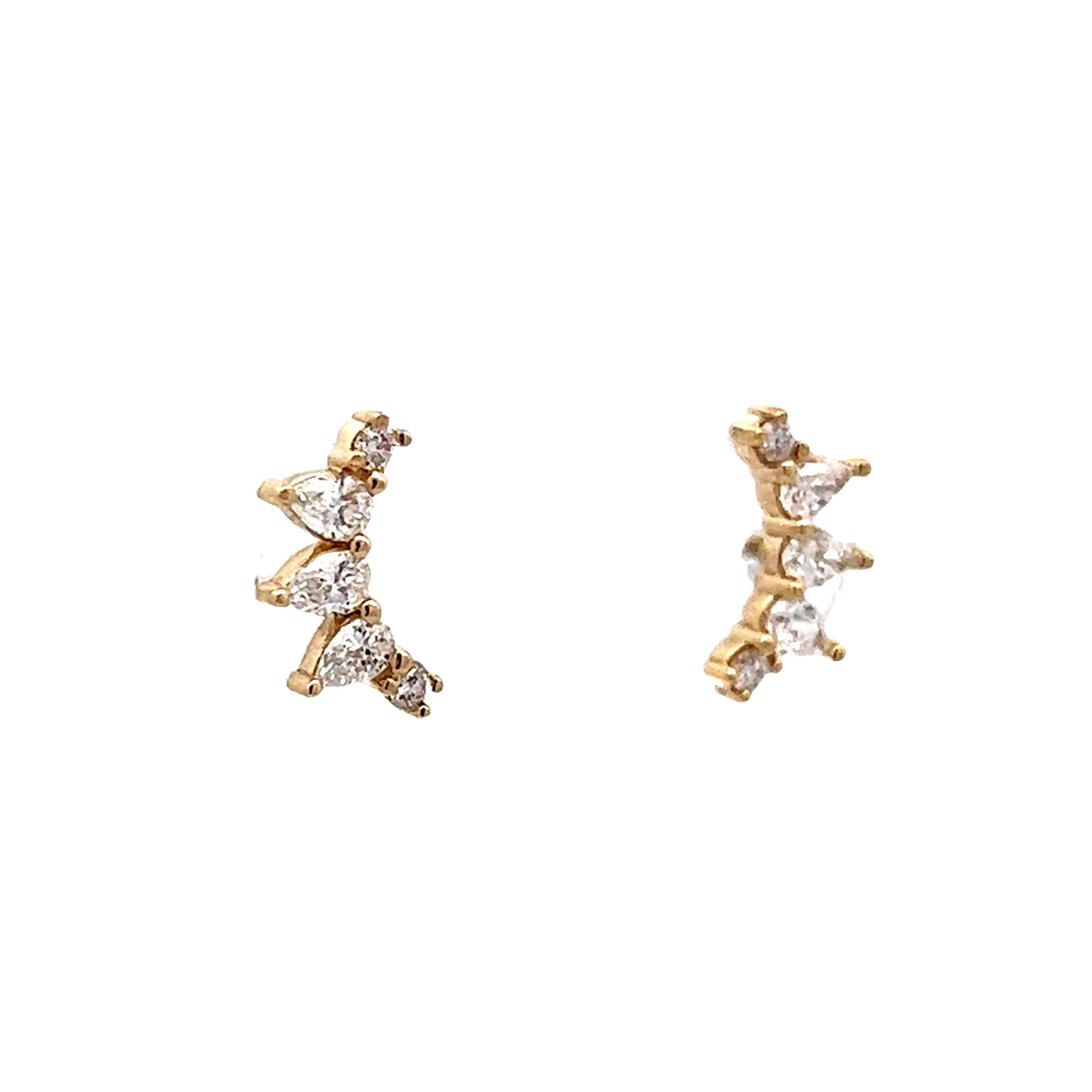 .60 Curved Diamond Stud Earrings in 14k Yellow Gold - Image 3