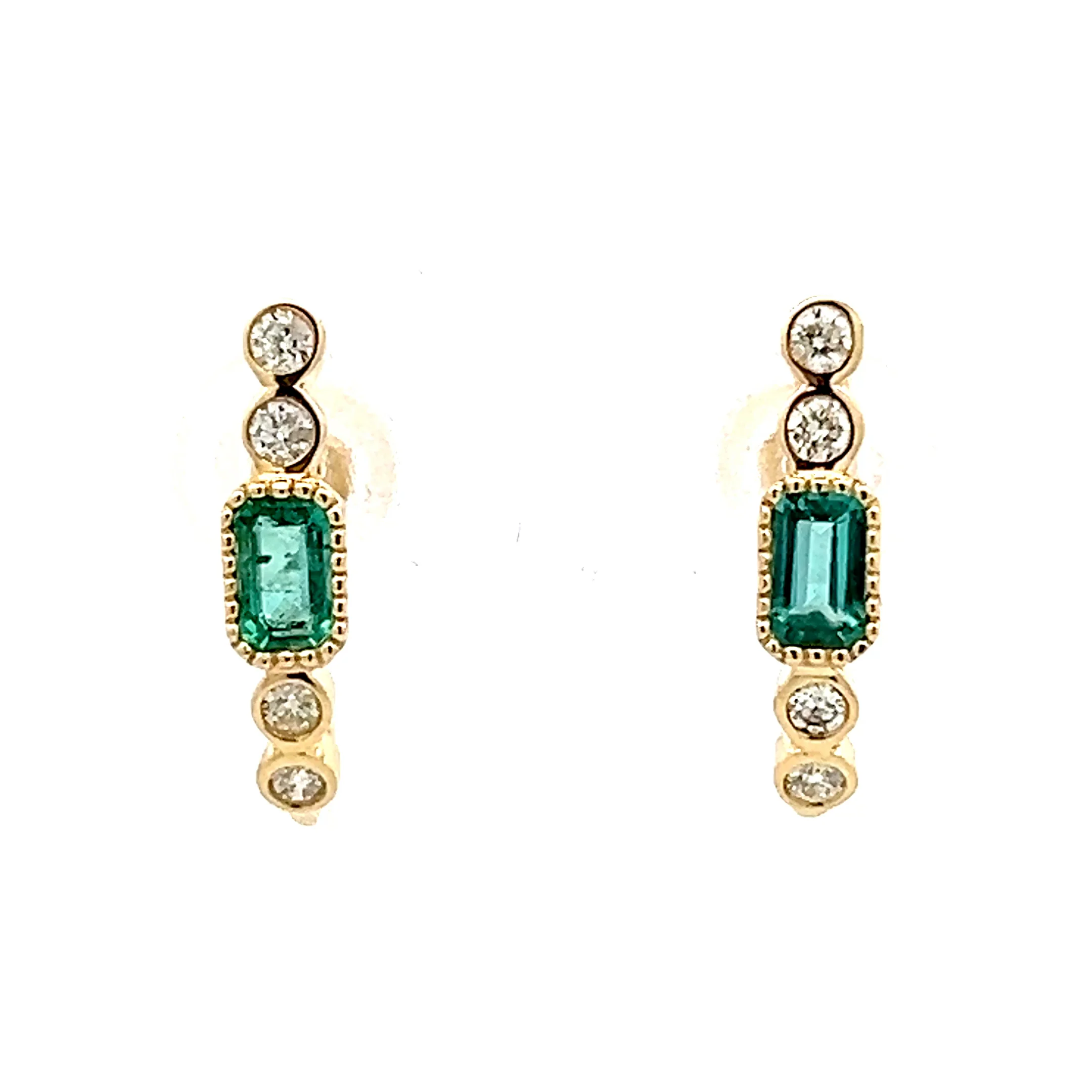 .60 Tourmaline & Diamond J Hoop Earrings in 14k