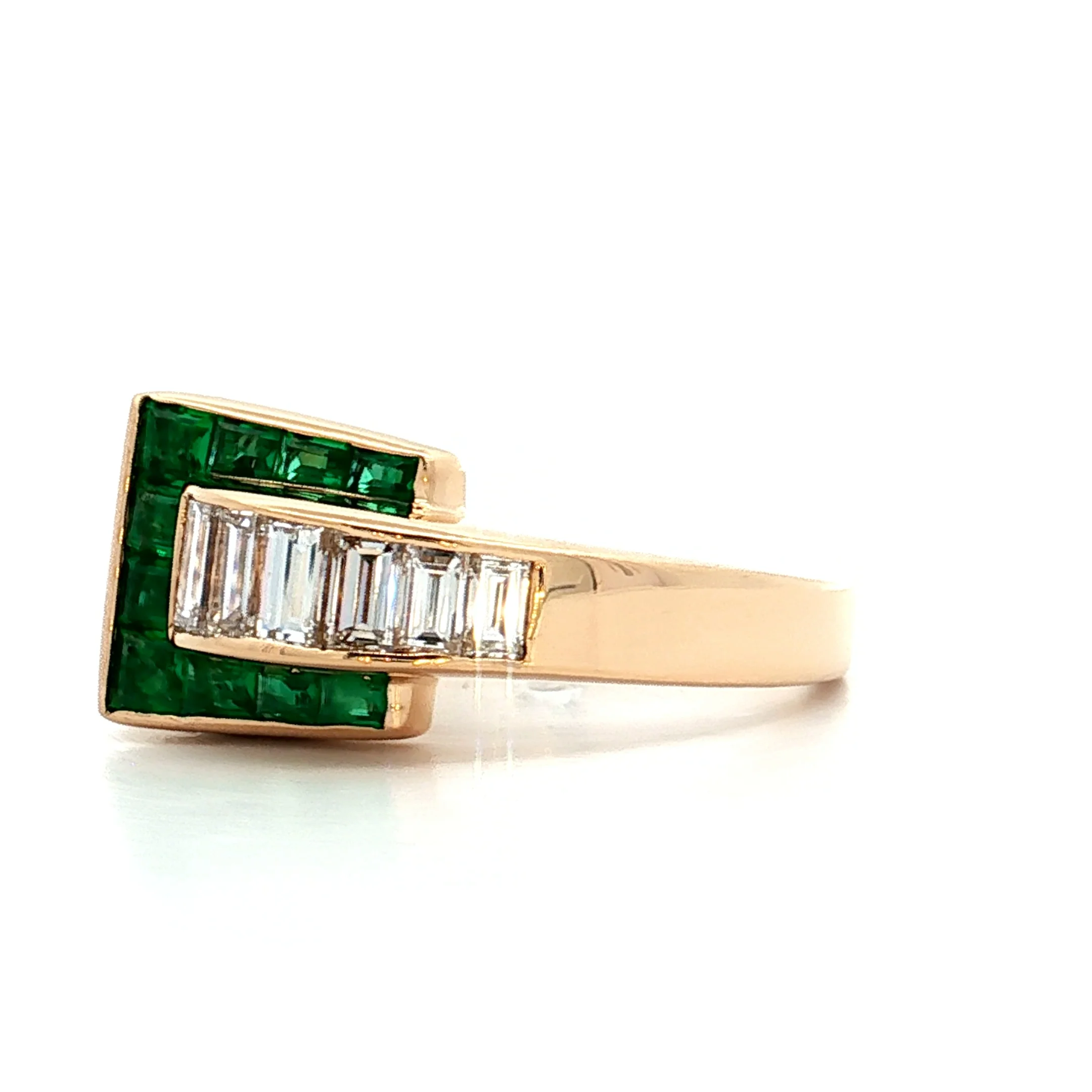 .60 Vintage 1960s Emerald & Diamond Cocktail Ring 14k - Image 2