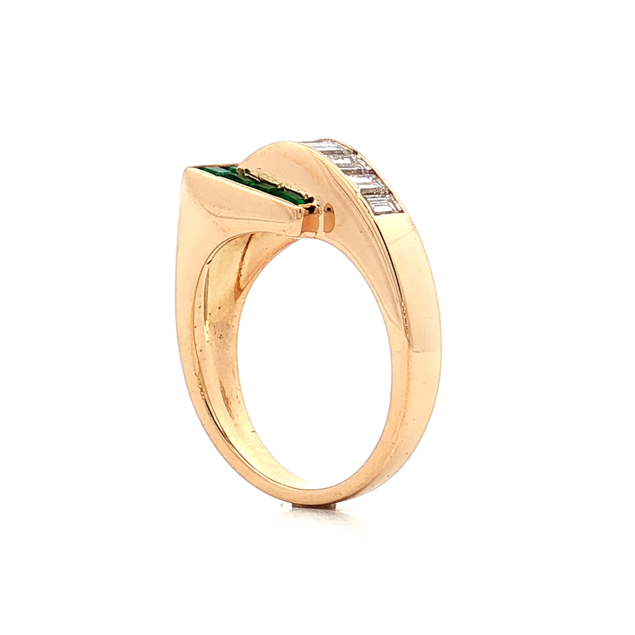 .60 Vintage 1960s Emerald & Diamond Cocktail Ring 14k - Image 5