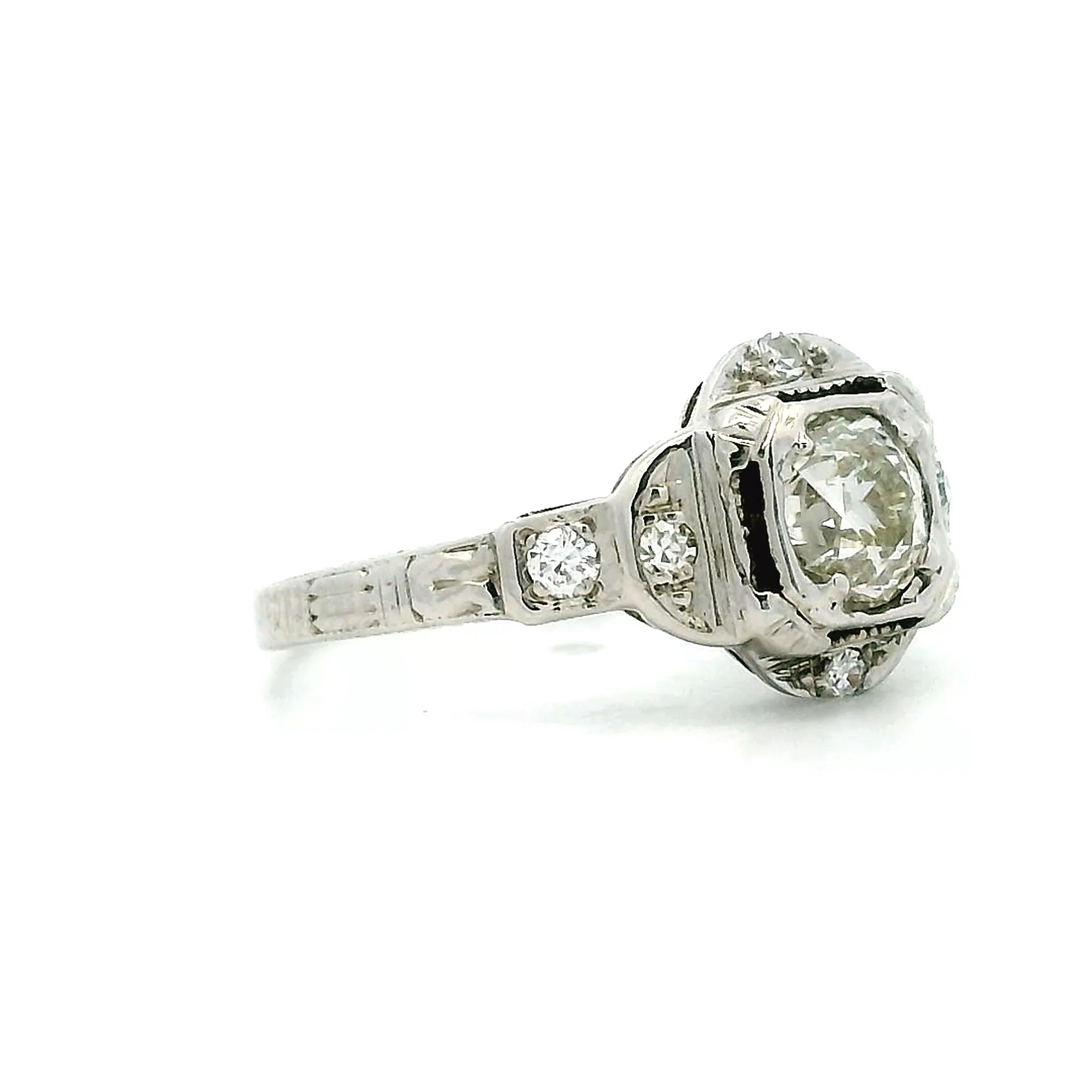 .61 Antique Art Deco Diamond Engagement Ring in 18k - Image 3