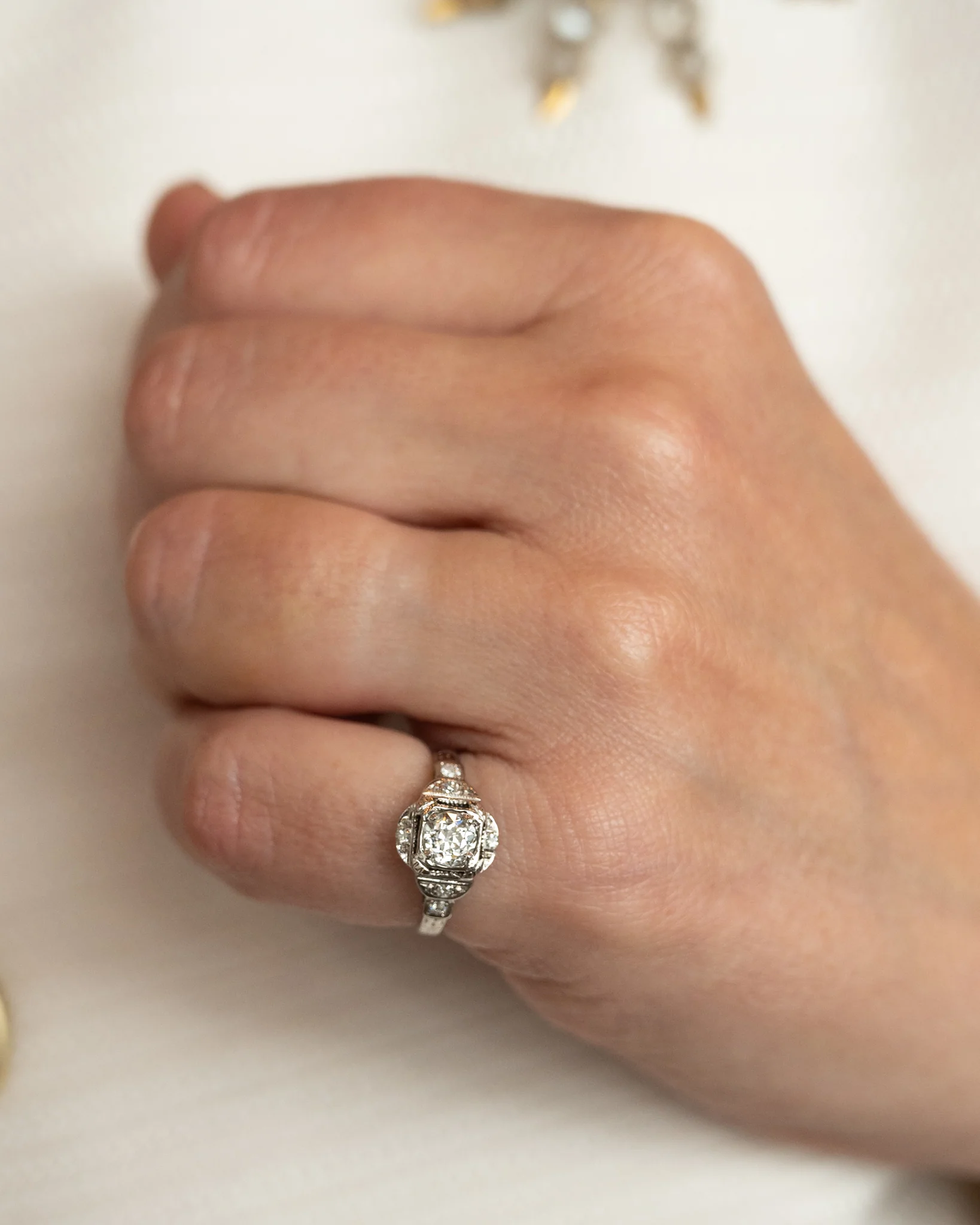 .61 Antique Art Deco Diamond Engagement Ring in 18k - Image 7