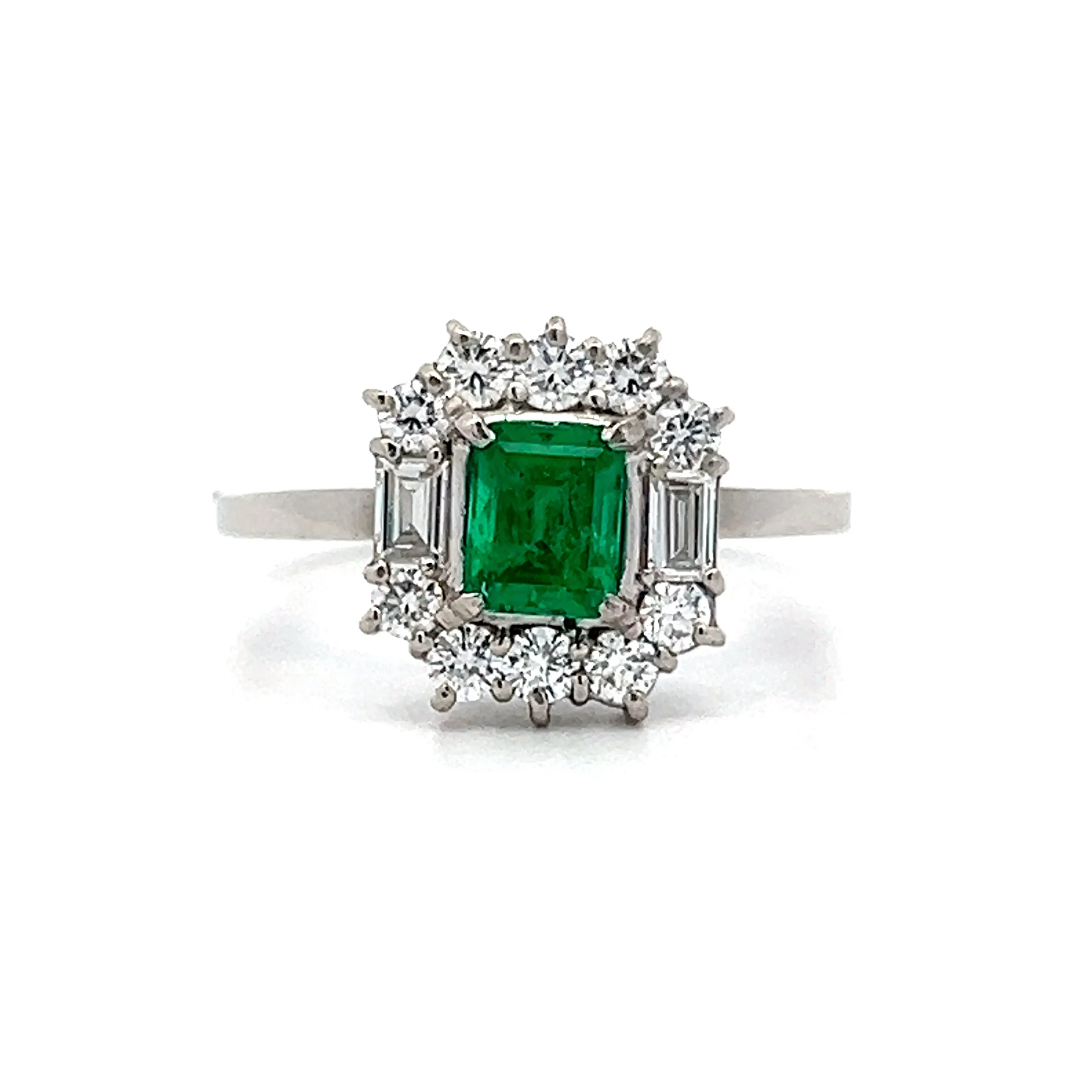 .61 Emerald Cut Emerald Cocktail Ring in Platinum