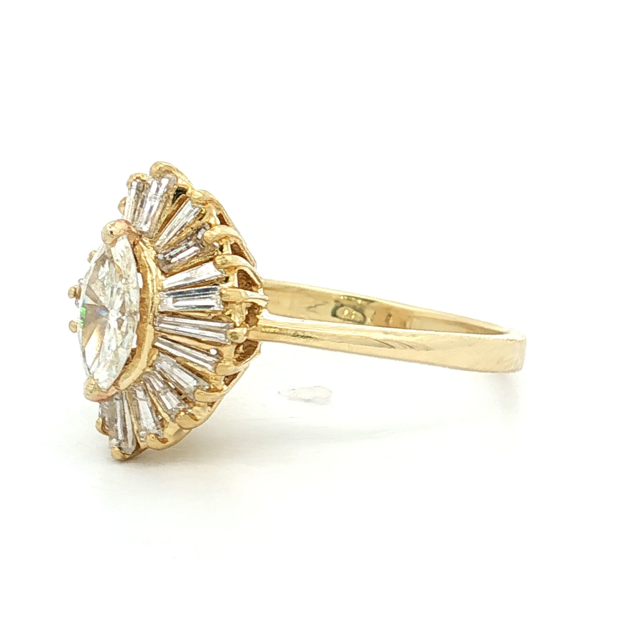 .61 Marquise Diamond Ballerina Engagement Ring 18k - Image 2