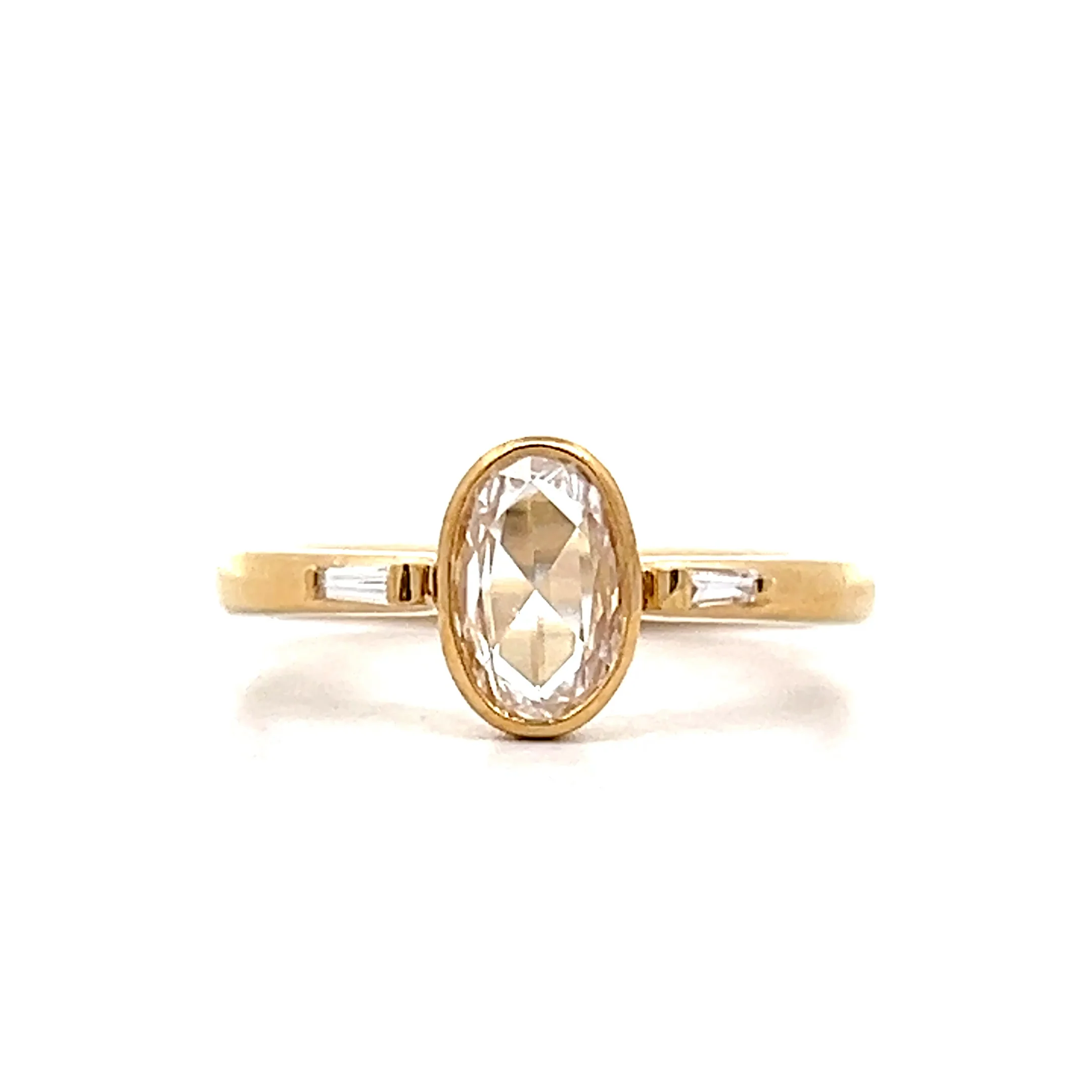 .61 Oval Rose Cut Diamond Engagement Ring in 18k
