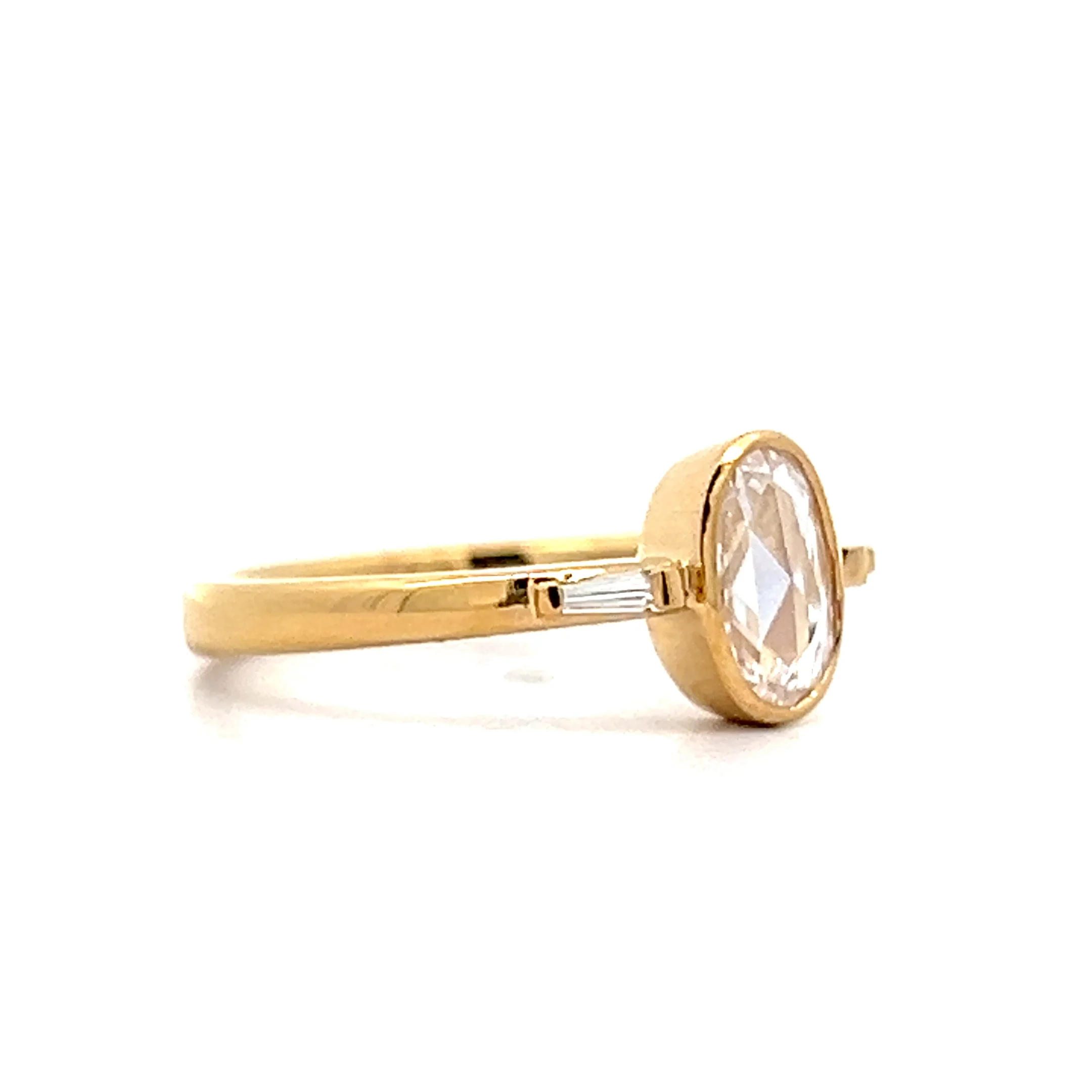 .61 Oval Rose Cut Diamond Engagement Ring in 18k - Image 3