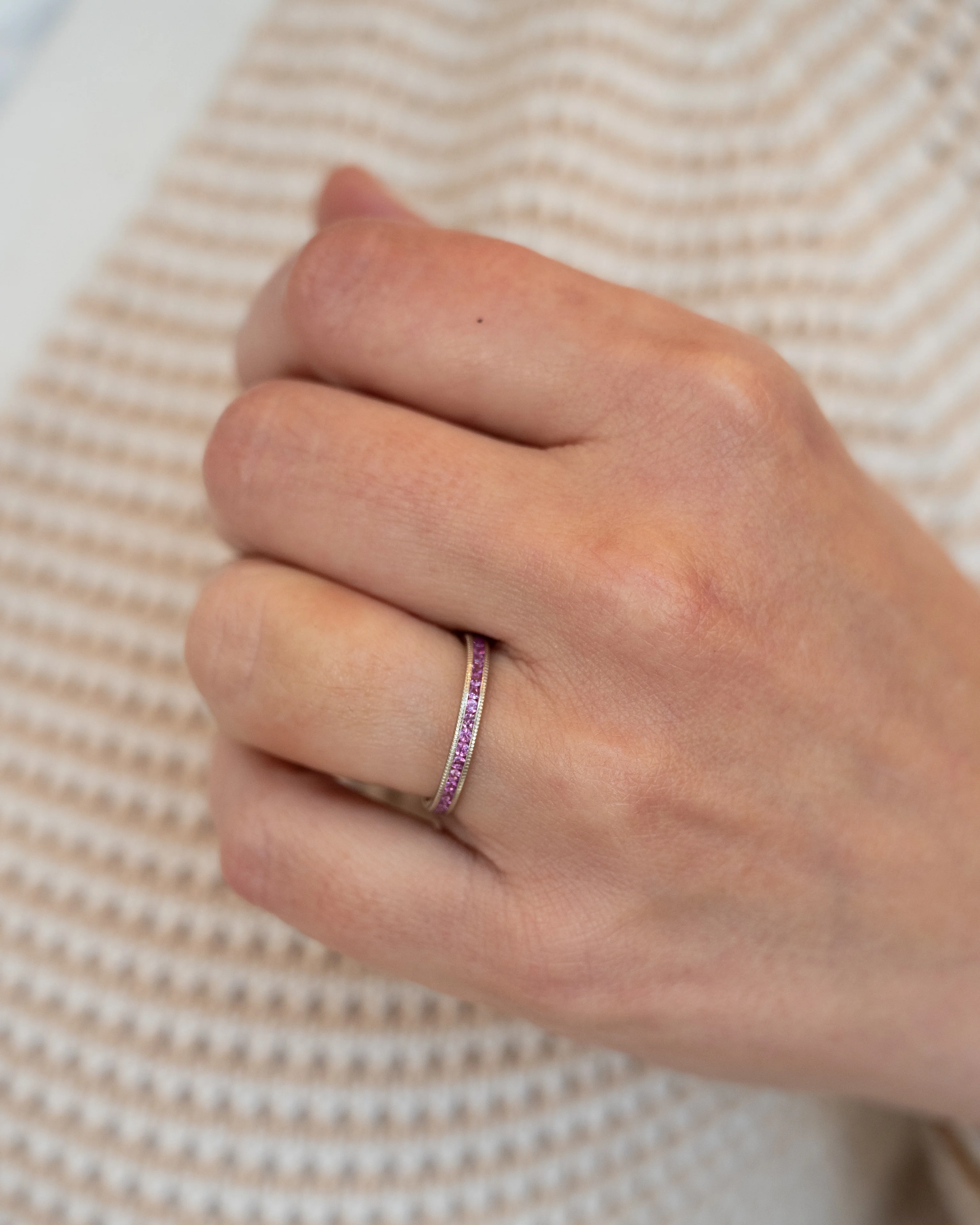 .61 Pink Sapphire Eternity Band in 18k White Gold - Image 7
