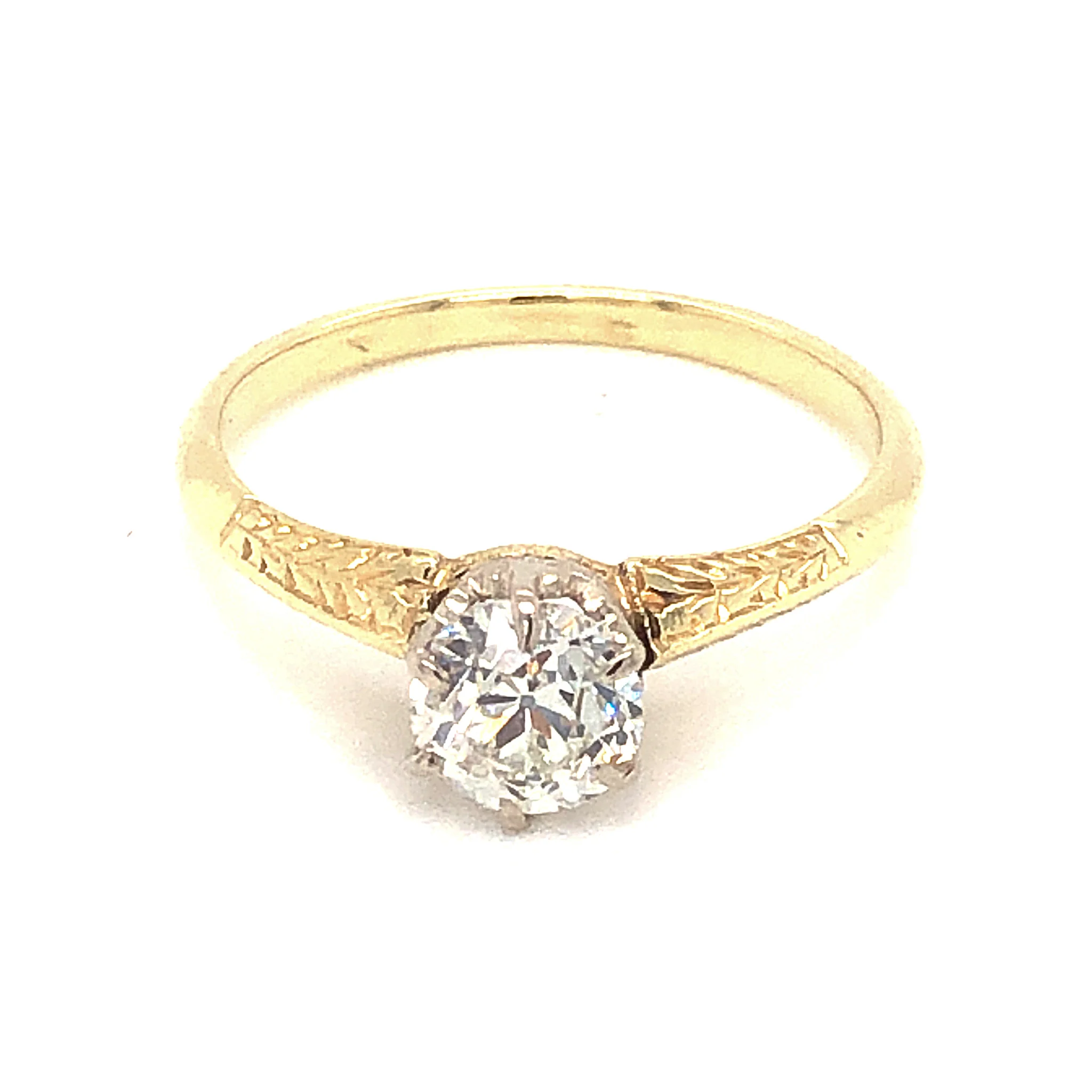 .62 Art Deco Two-Tone Diamond Engagement Ring in 14k Yellow Gold