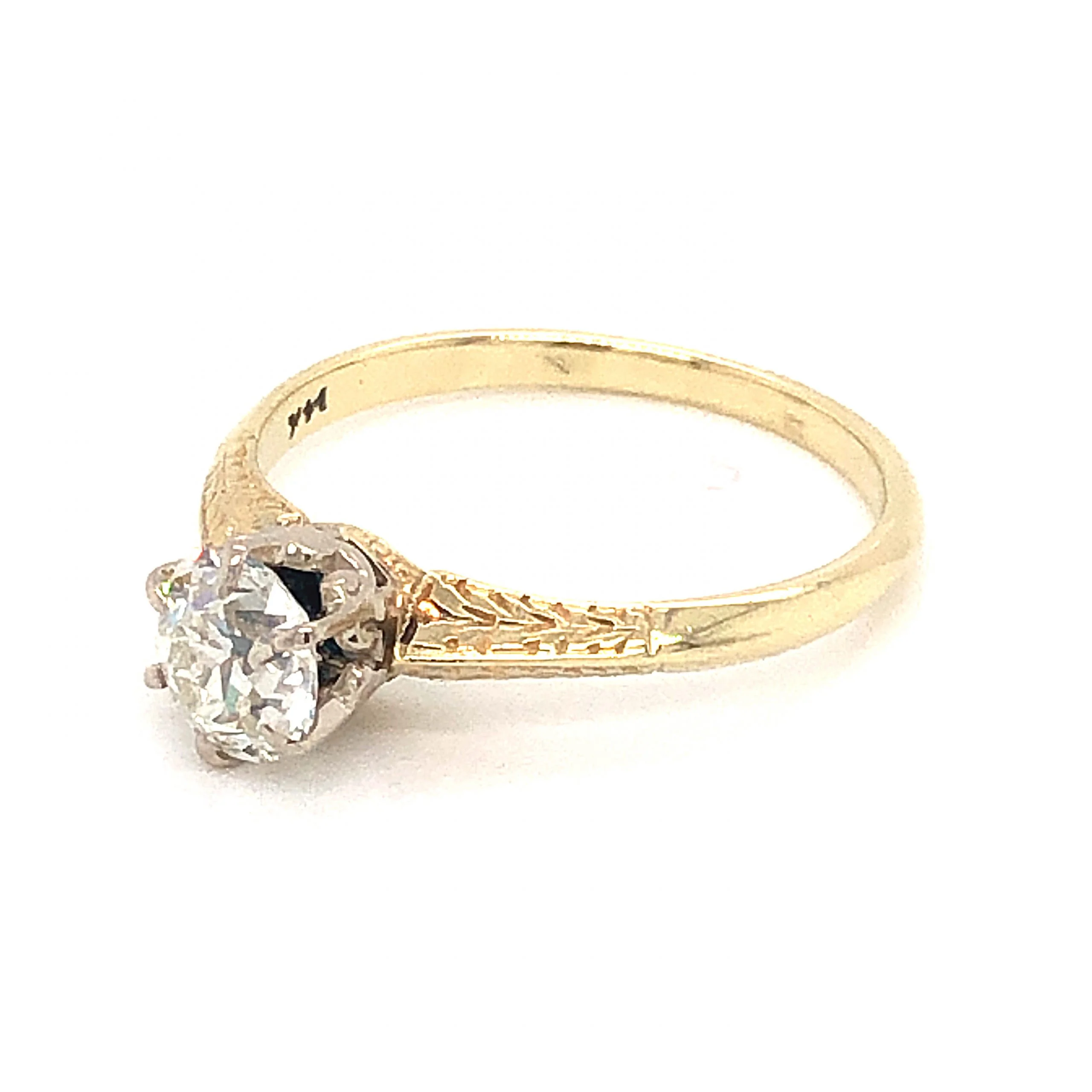 .62 Art Deco Two-Tone Diamond Engagement Ring in 14k Yellow Gold - Image 2