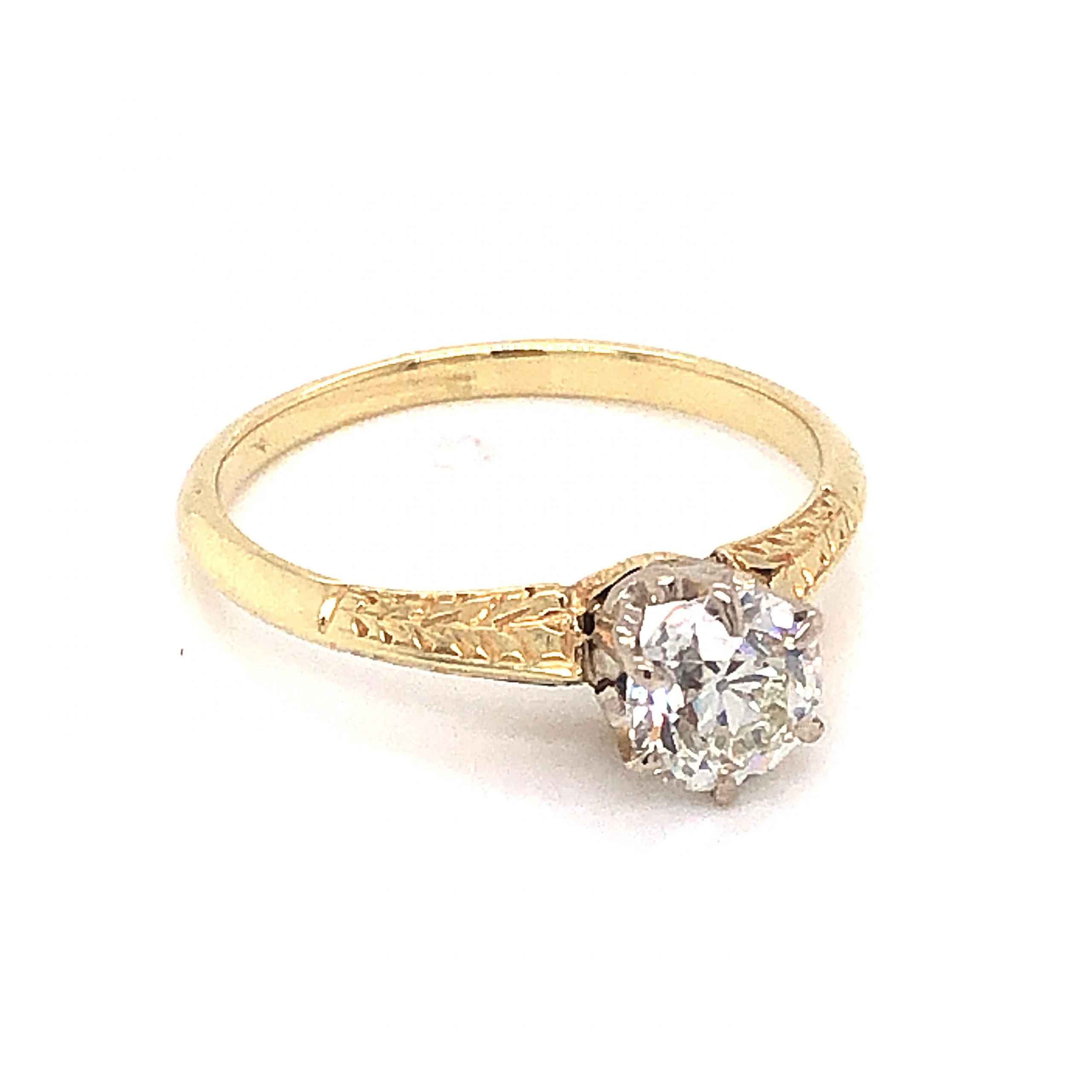 .62 Art Deco Two-Tone Diamond Engagement Ring in 14k Yellow Gold - Image 3