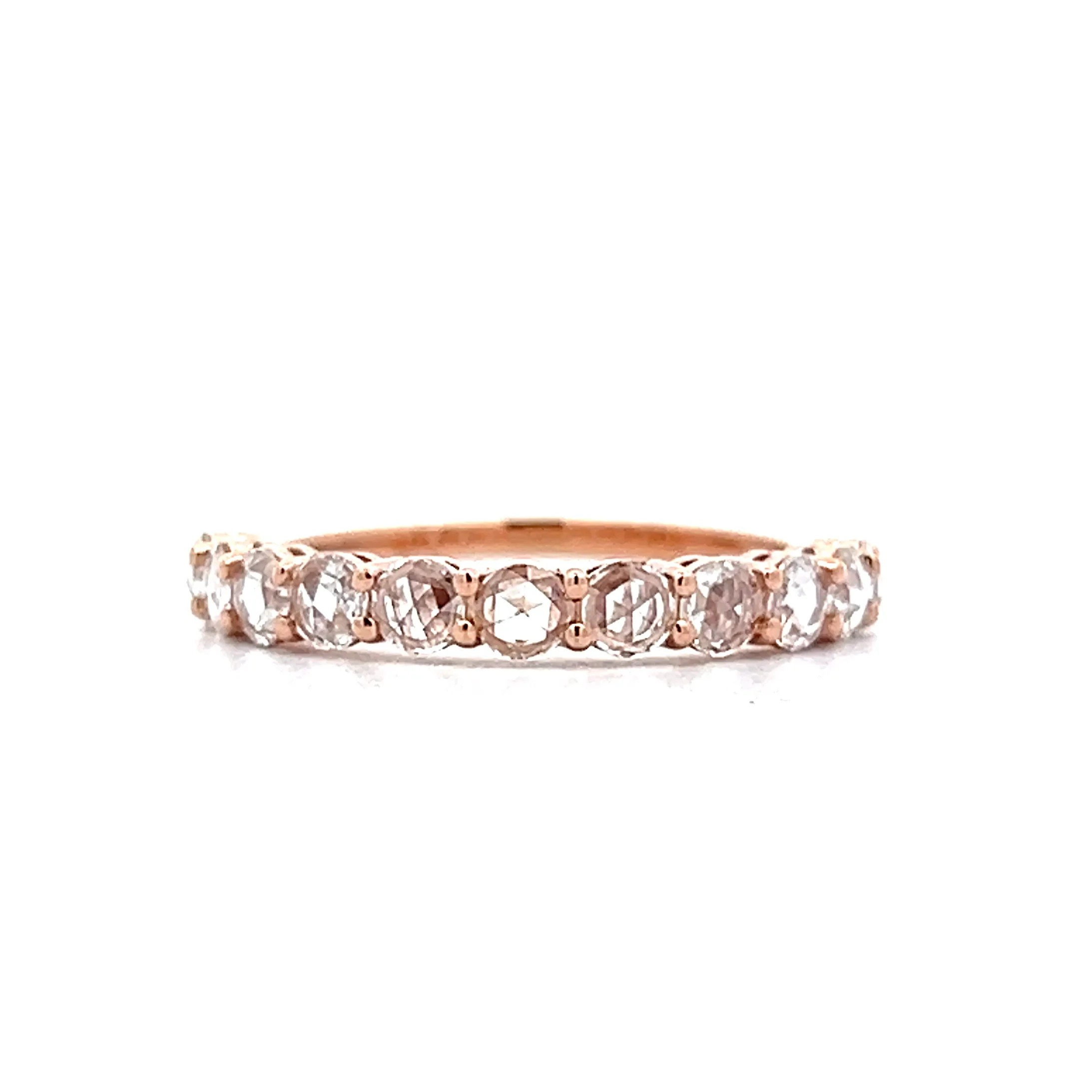 .62 Rose Cut Diamond Wedding Band in 14k Rose Gold