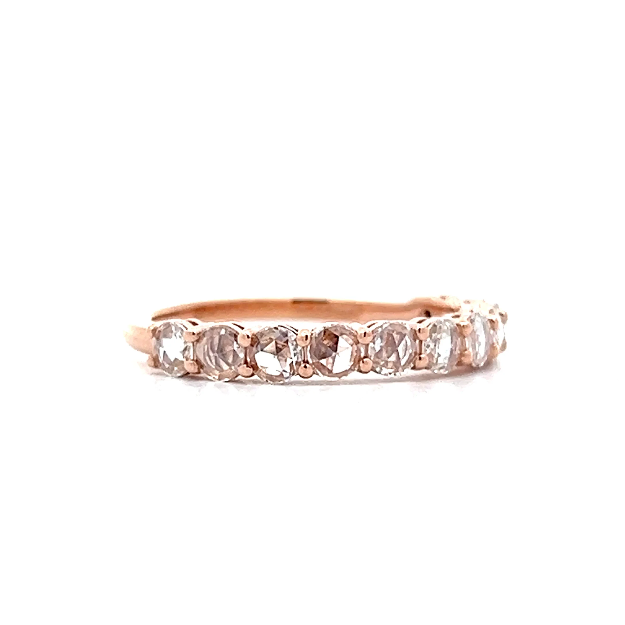 .62 Rose Cut Diamond Wedding Band in 14k Rose Gold - Image 3